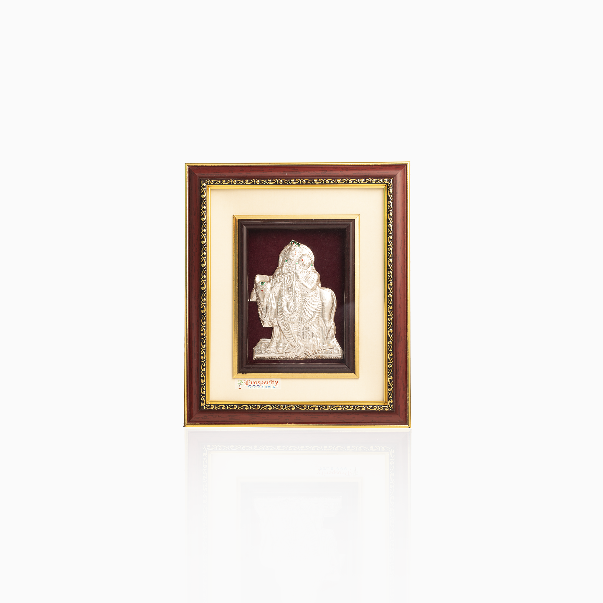 Pure silver Radha Krishna devotional frame