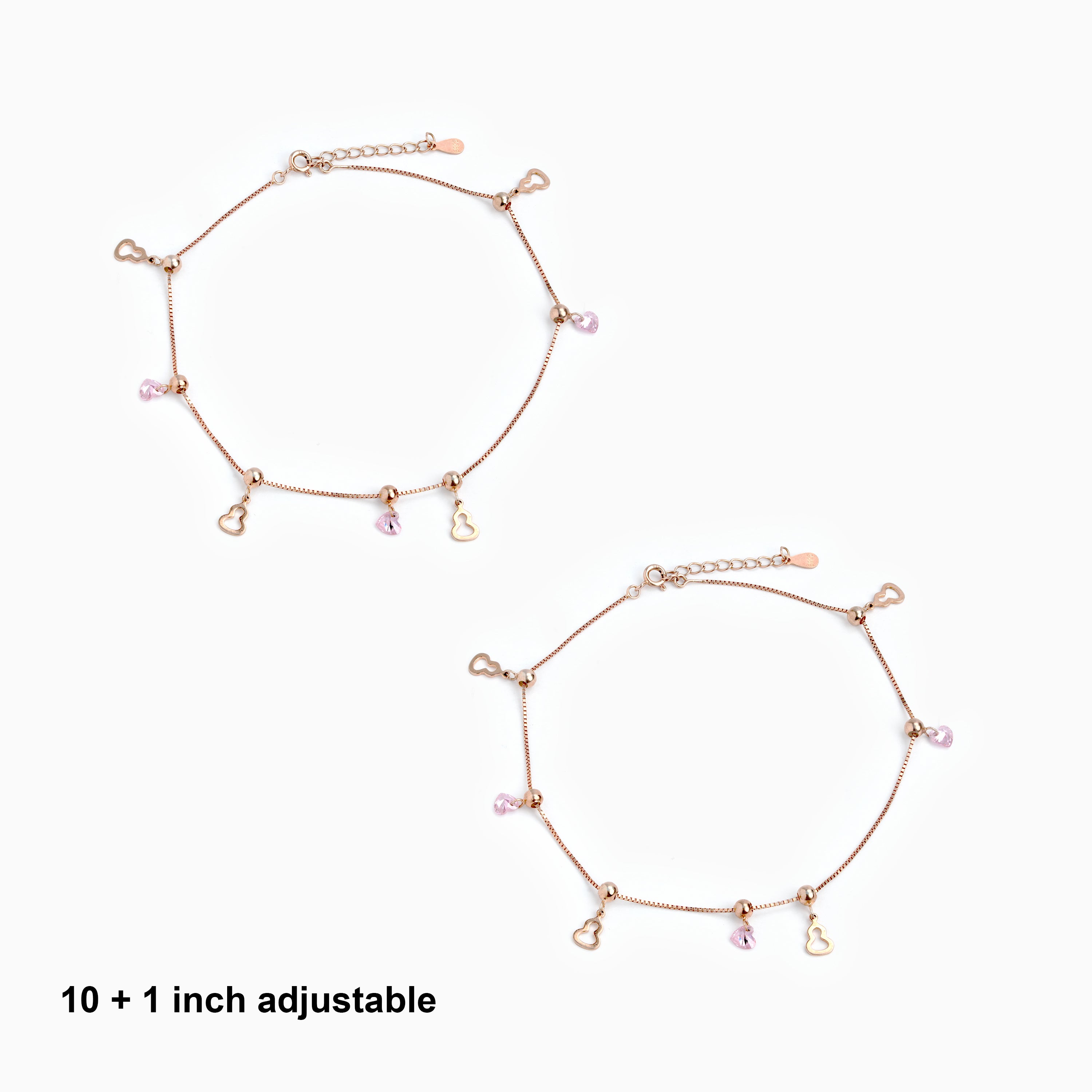 Purple Beads Anklet in Rose Gold Silver Ishna