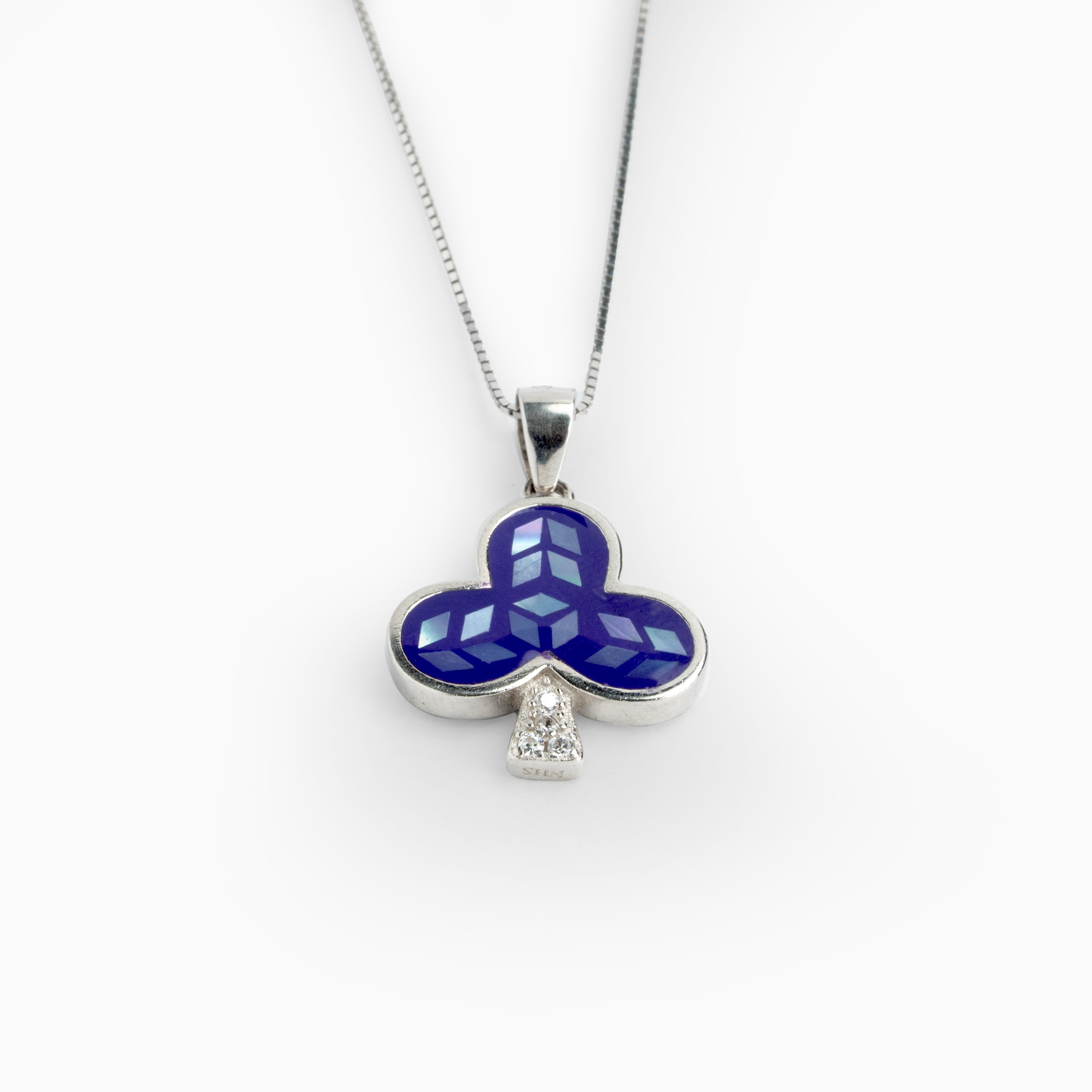 Purple Clover sterling silver Pendant chain Ishna