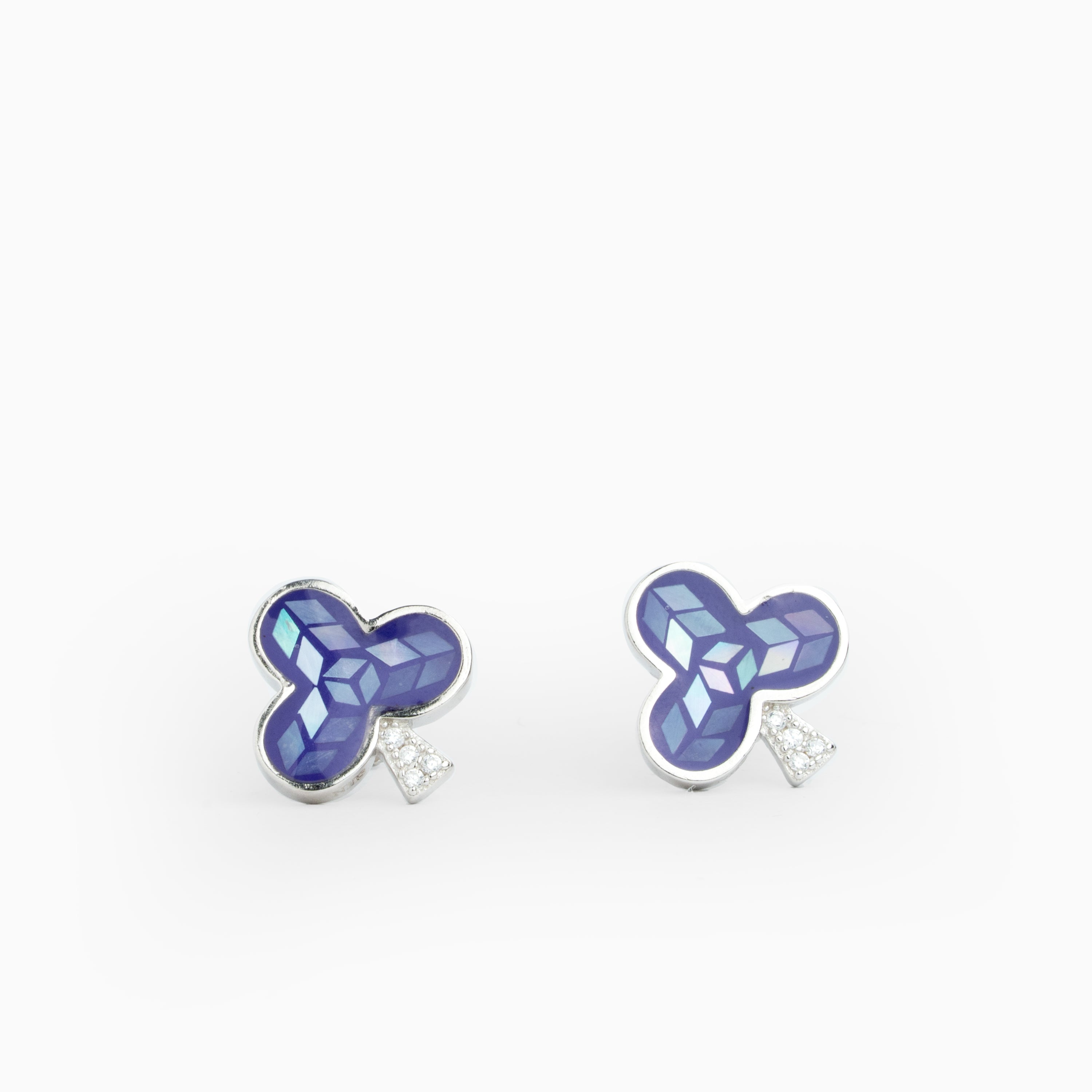 Purple Clover sterling silver stud earrings Ishna