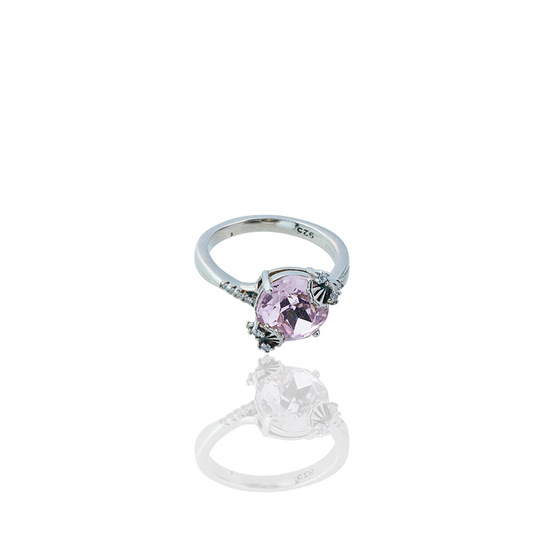 Purple Solitaire Silver Ring Ishna
