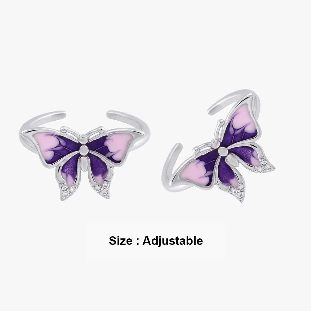 Purple butterfly 925 silver metti for women
