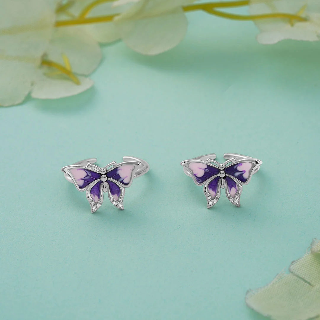 Purple butterfly silver metti for women