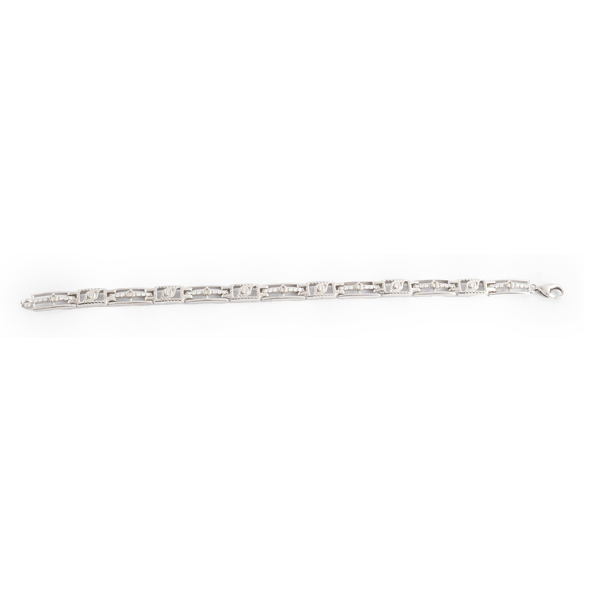 Rectangular link patten sterling silver bracelet Ishna