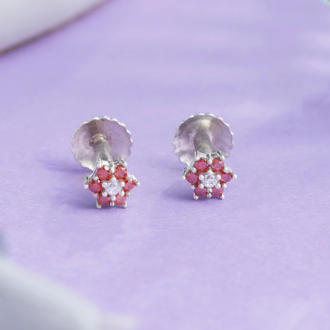 Red Cluster Stud Earrings Ishna