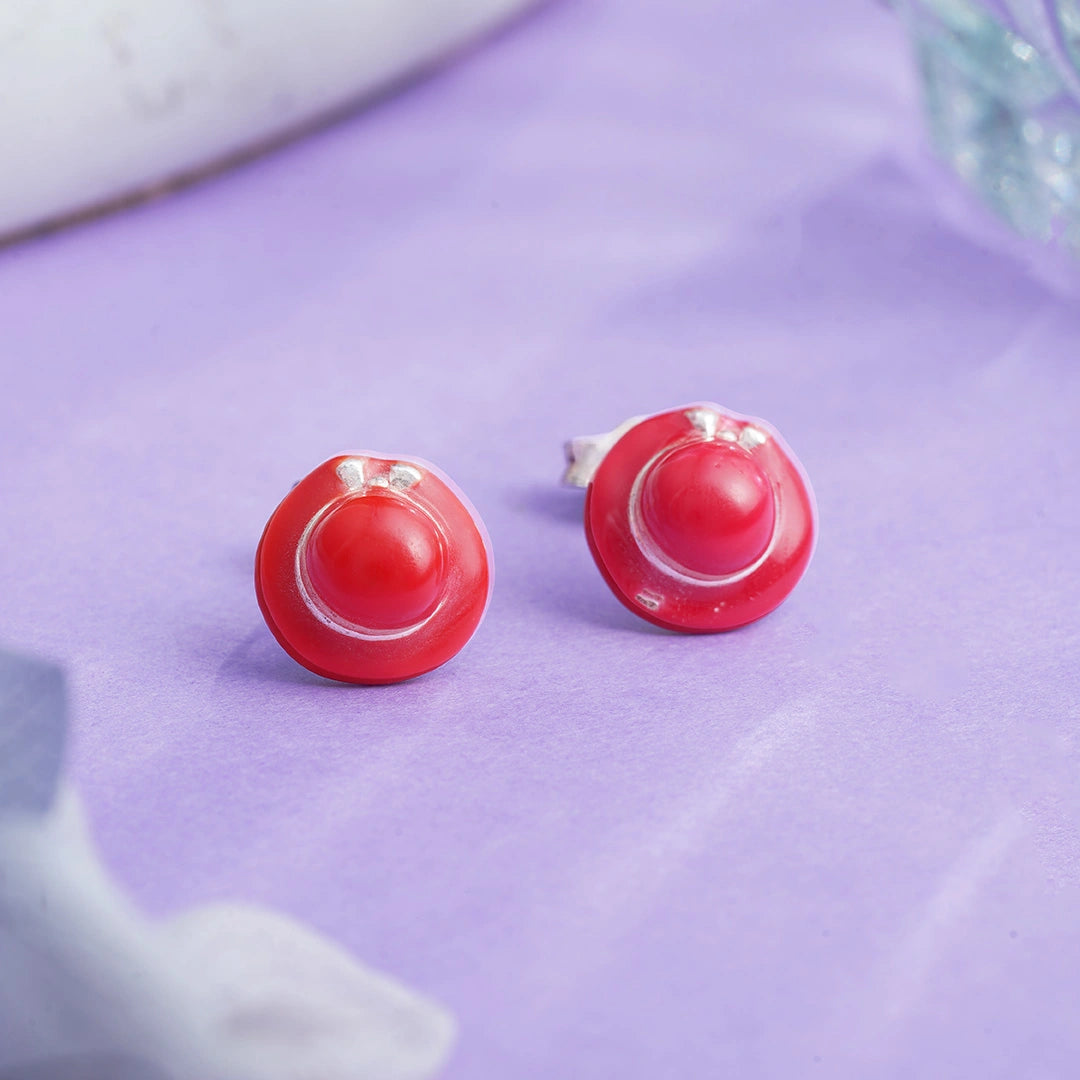 Red Hat Stud Earrings Ishna
