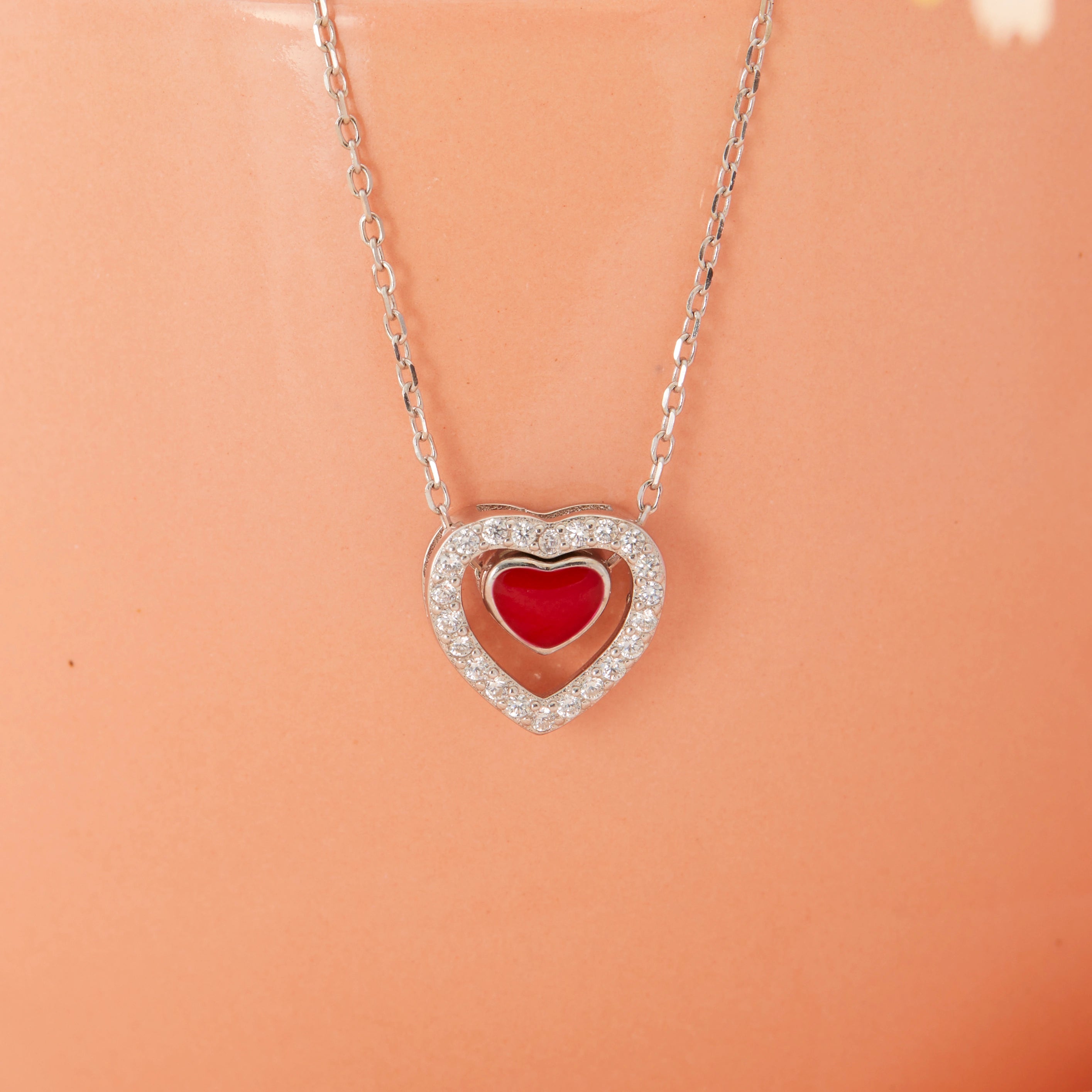 Red Heart Halo Chain Ishna