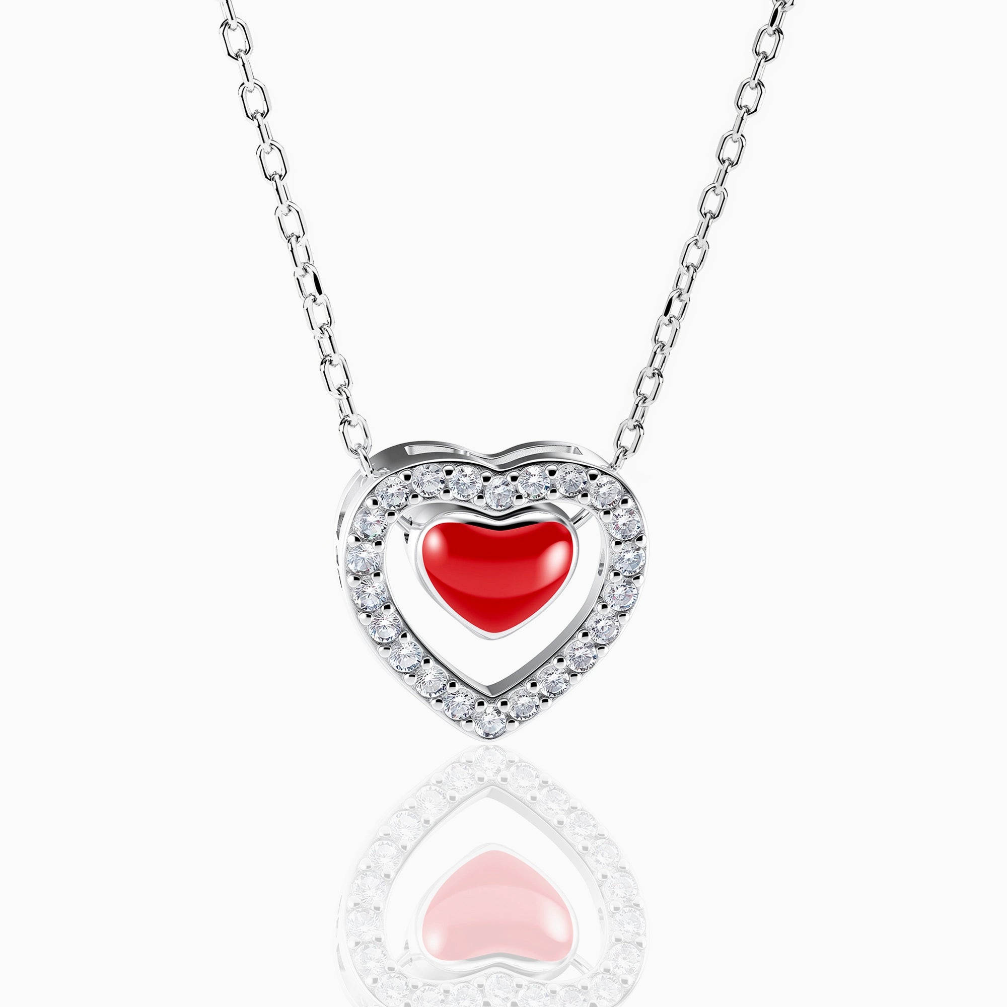 Red Heart Halo Pendant Chain Ishna