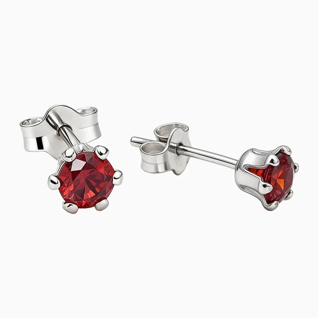 Red crystal stud earrings