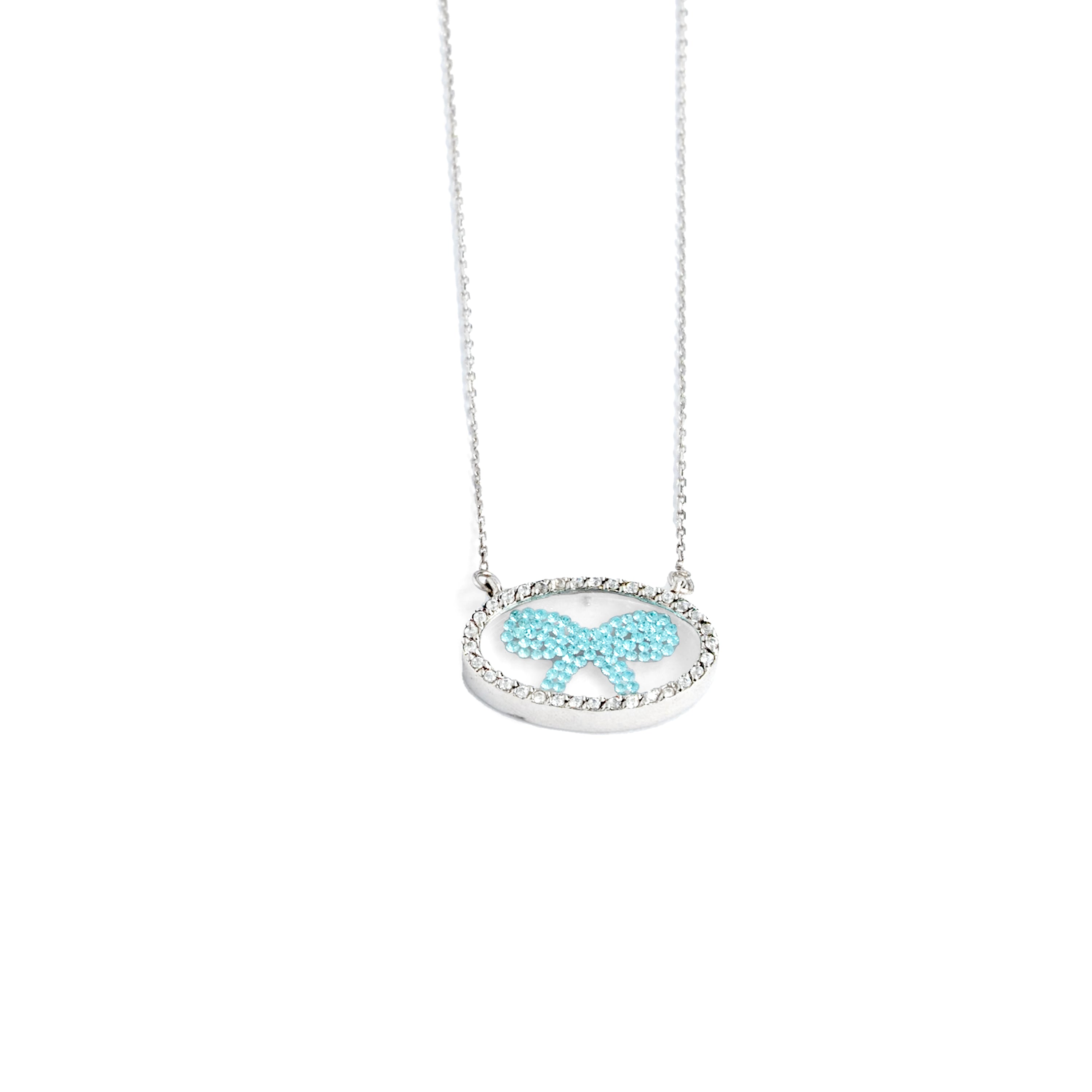 Rhinestone bow pendant chain Ishna