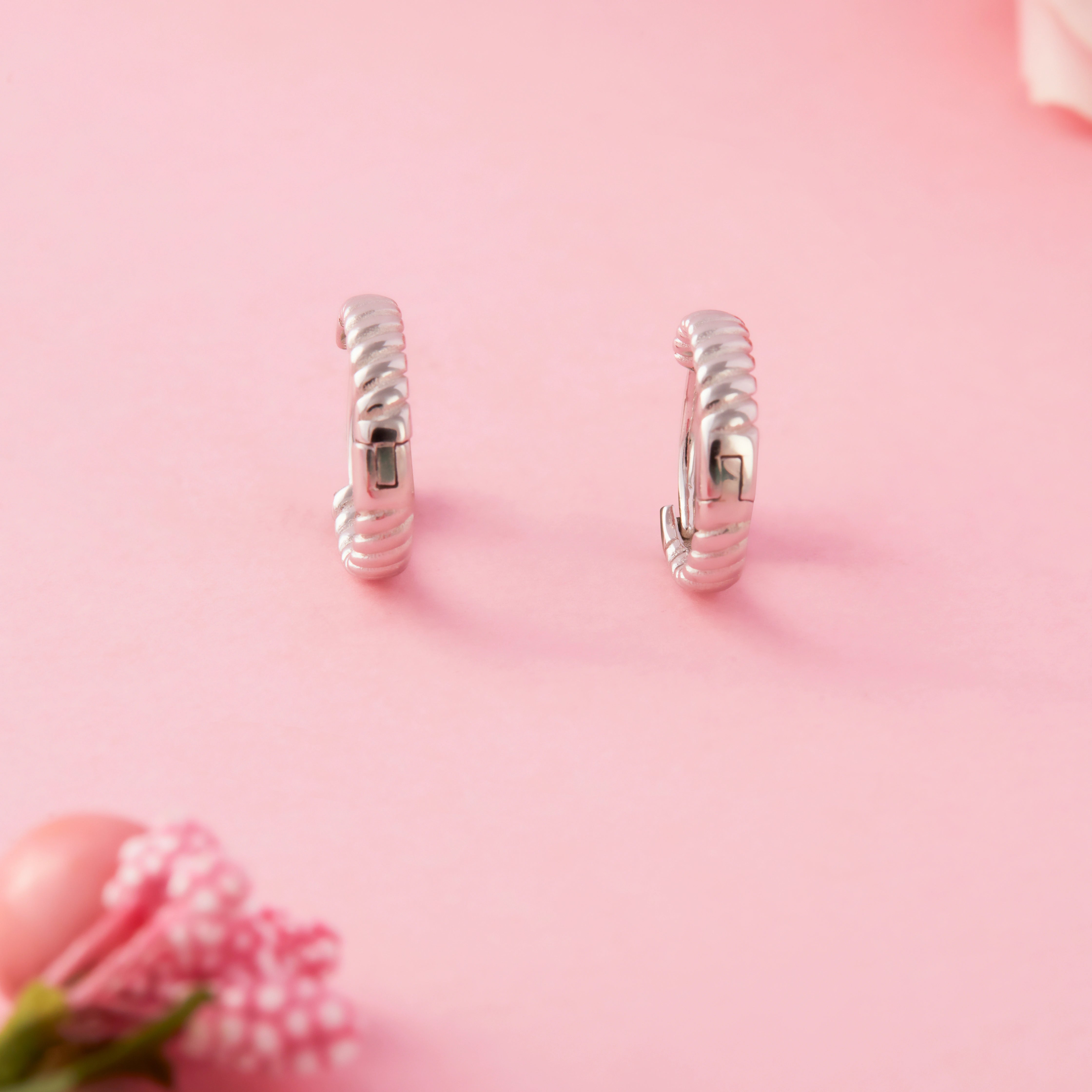 Ribbed Hoop Stud Earrings Ishna
