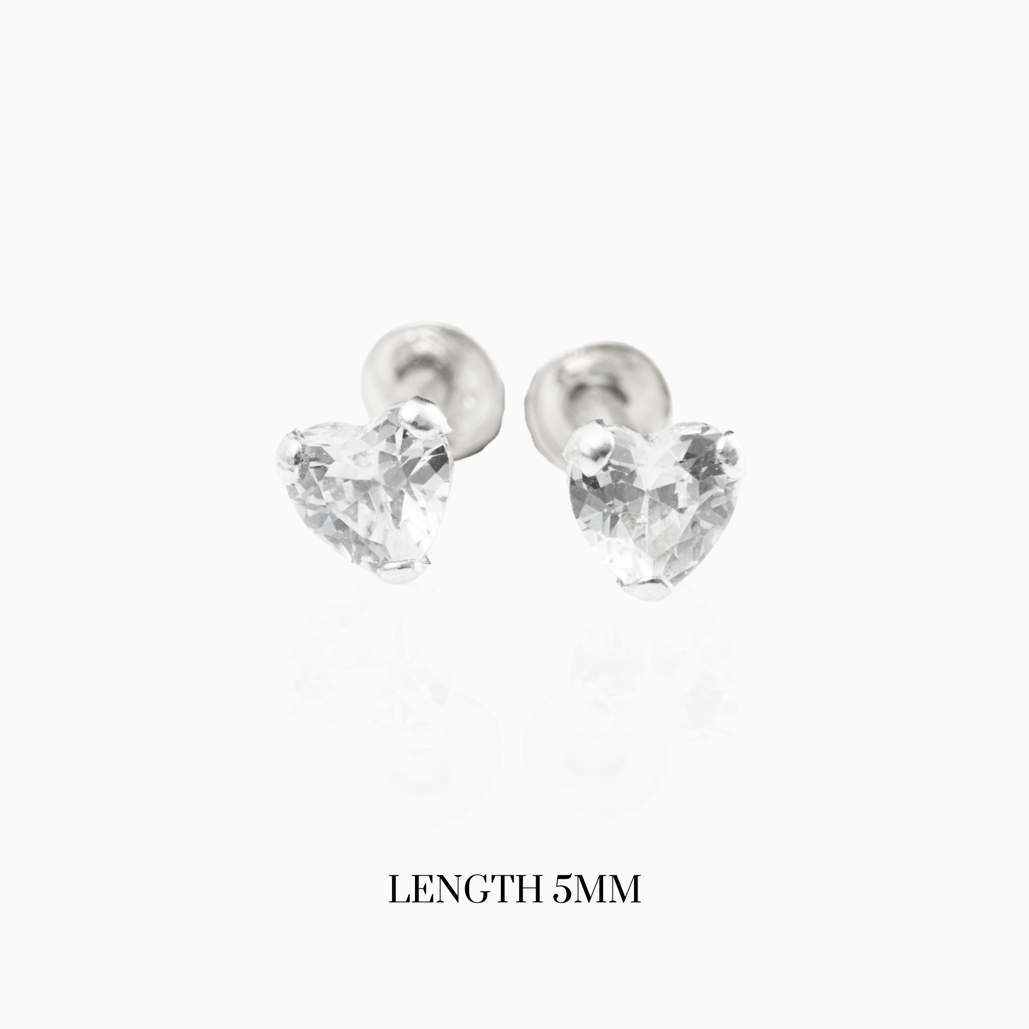 Romantic heart sterling silver side stud