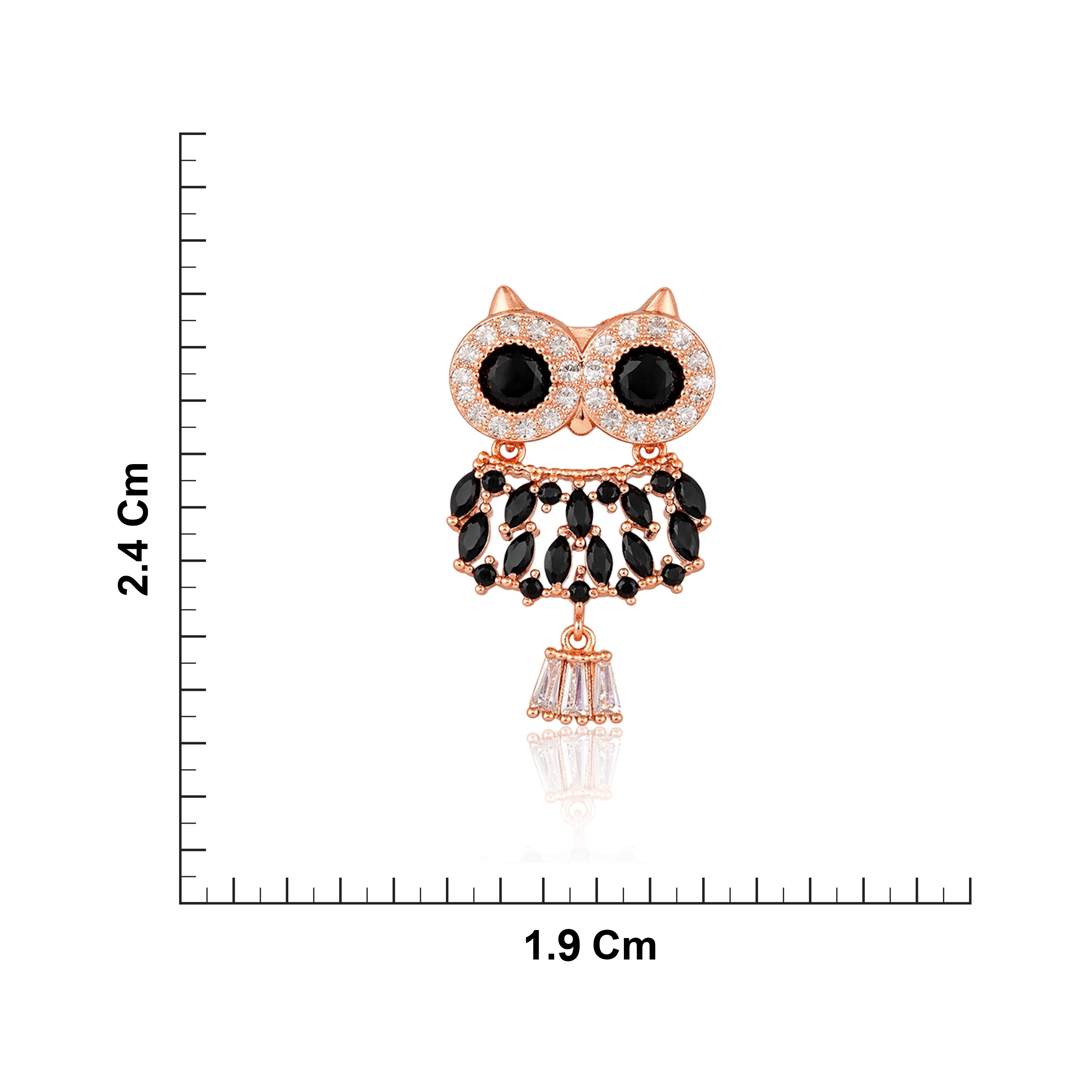 Rose Gold Plated Silver Black Owl Pendant Ishna