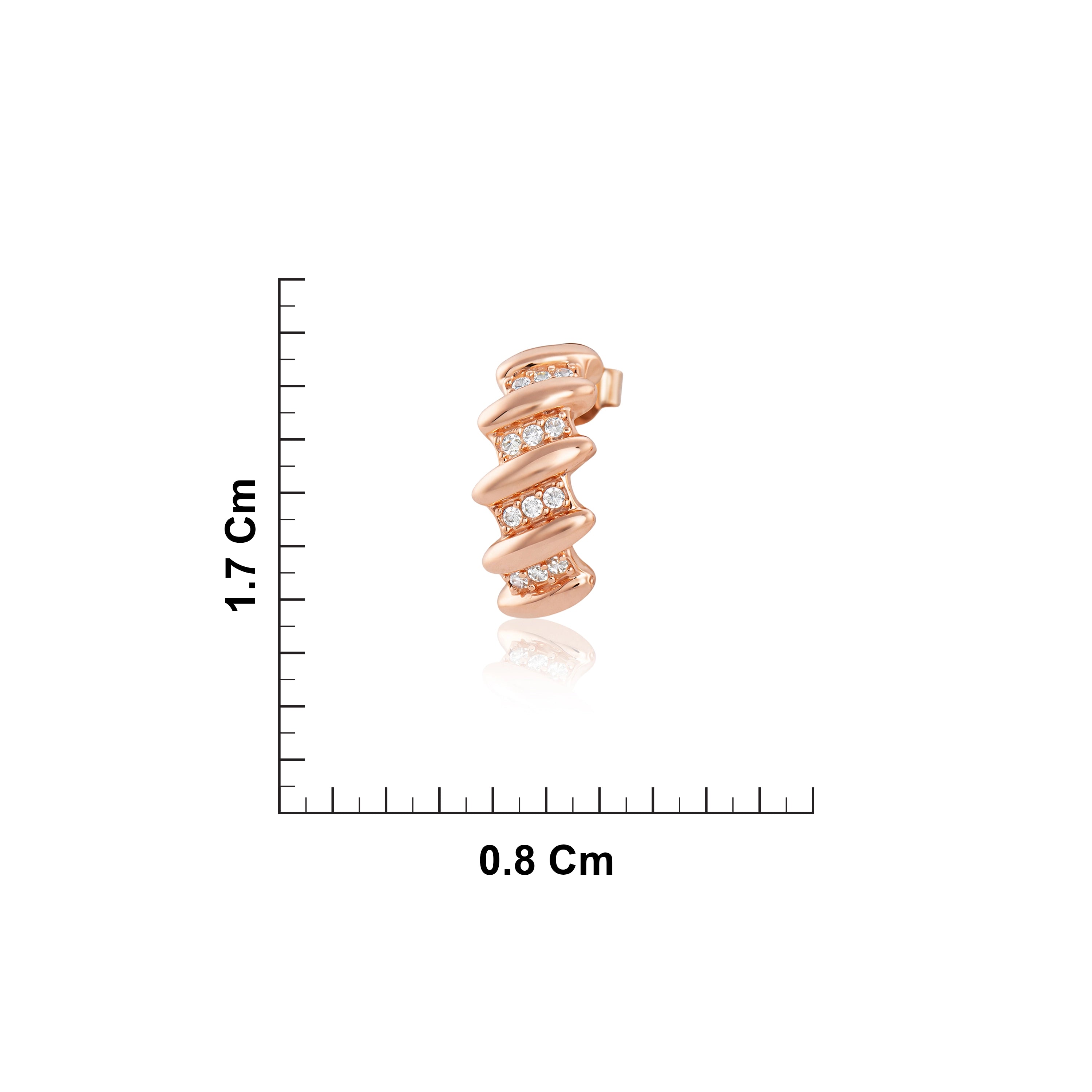 Rose Gold Plated Silver CZ Spiral Hoop Earrings Ishna
