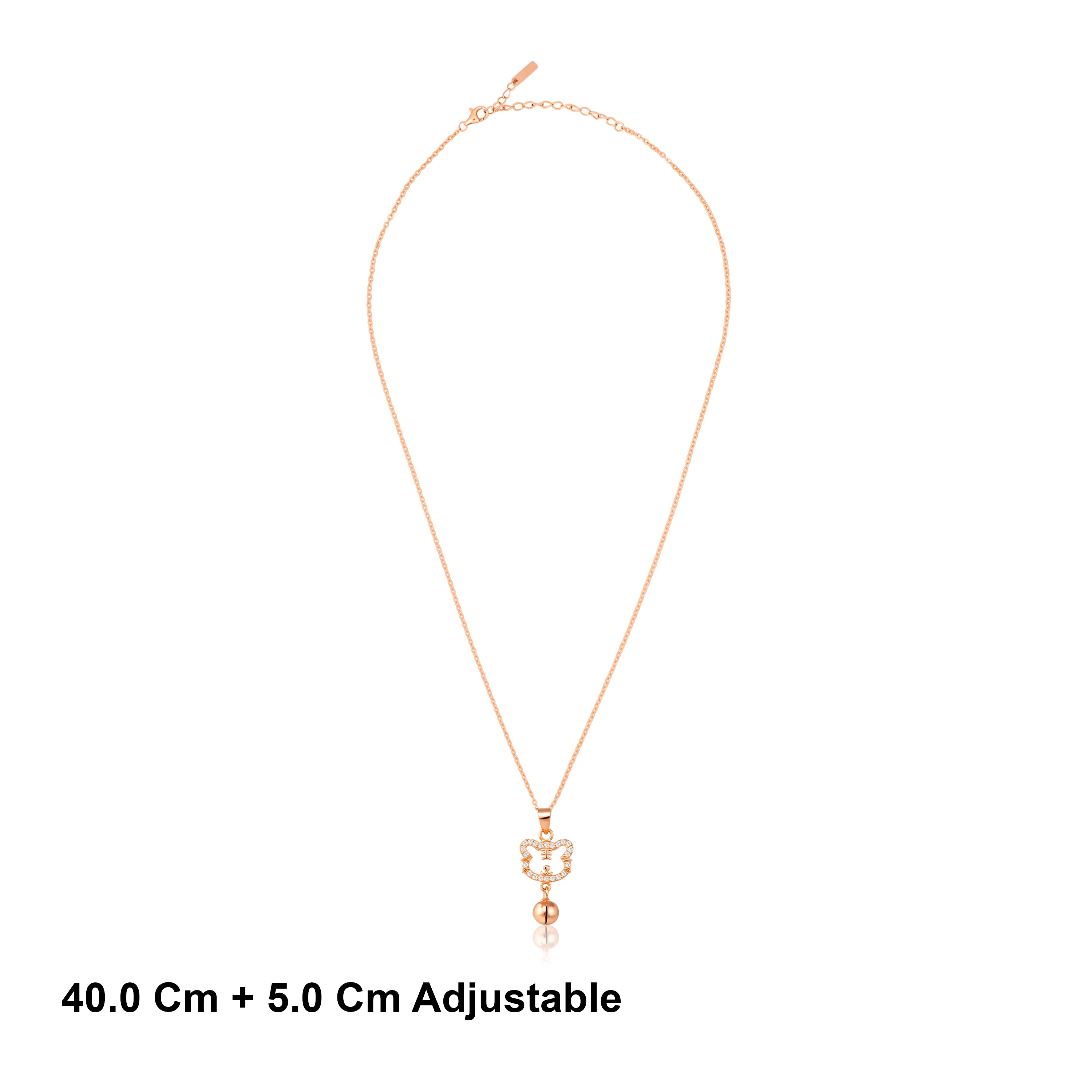 Rose Gold Plated Silver Cat Bell Pendant Chain Ishna