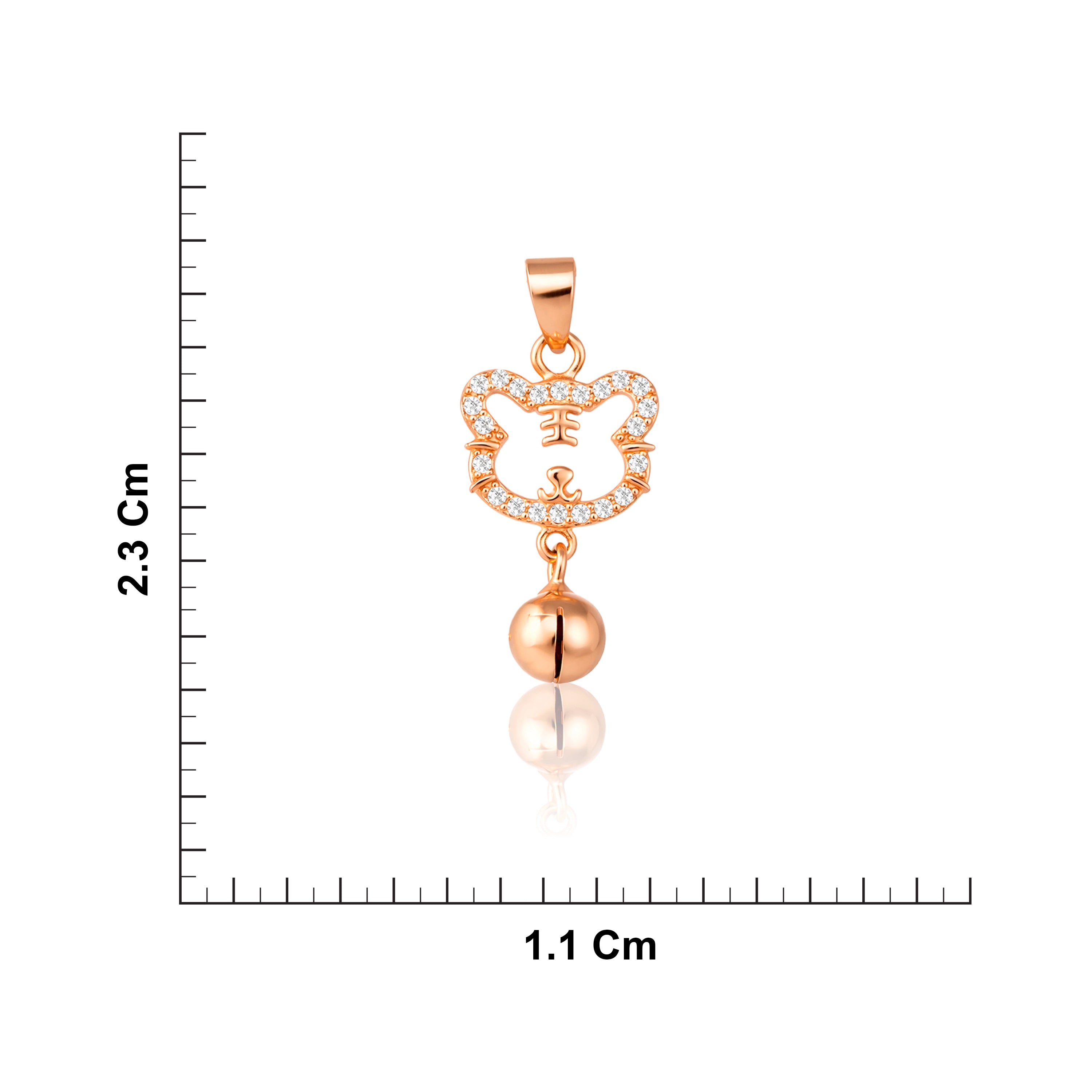 Rose Gold Plated Silver Cat Bell Pendant Ishna