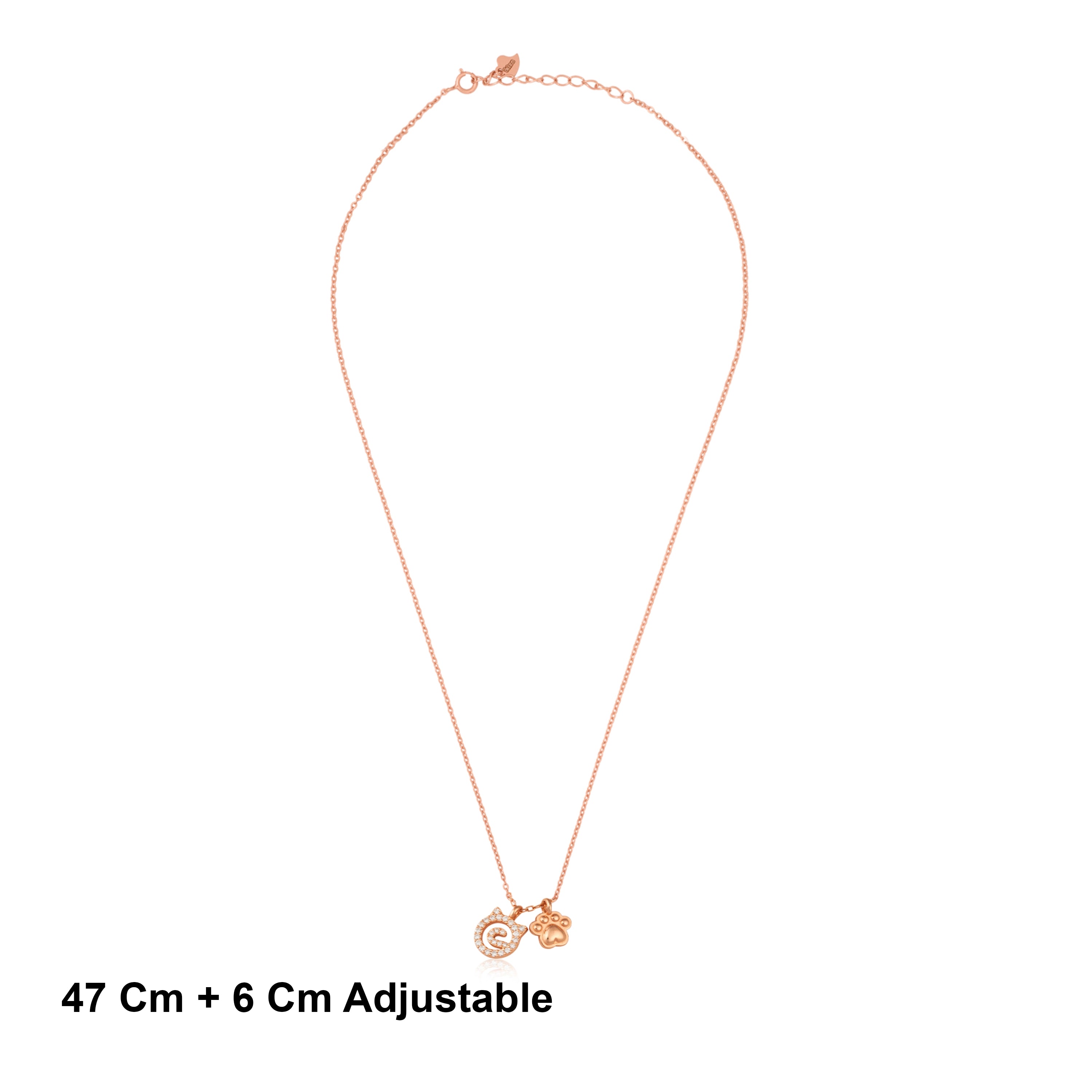 Rose Gold Plated Silver Cat Paw Pendant Chain Ishna