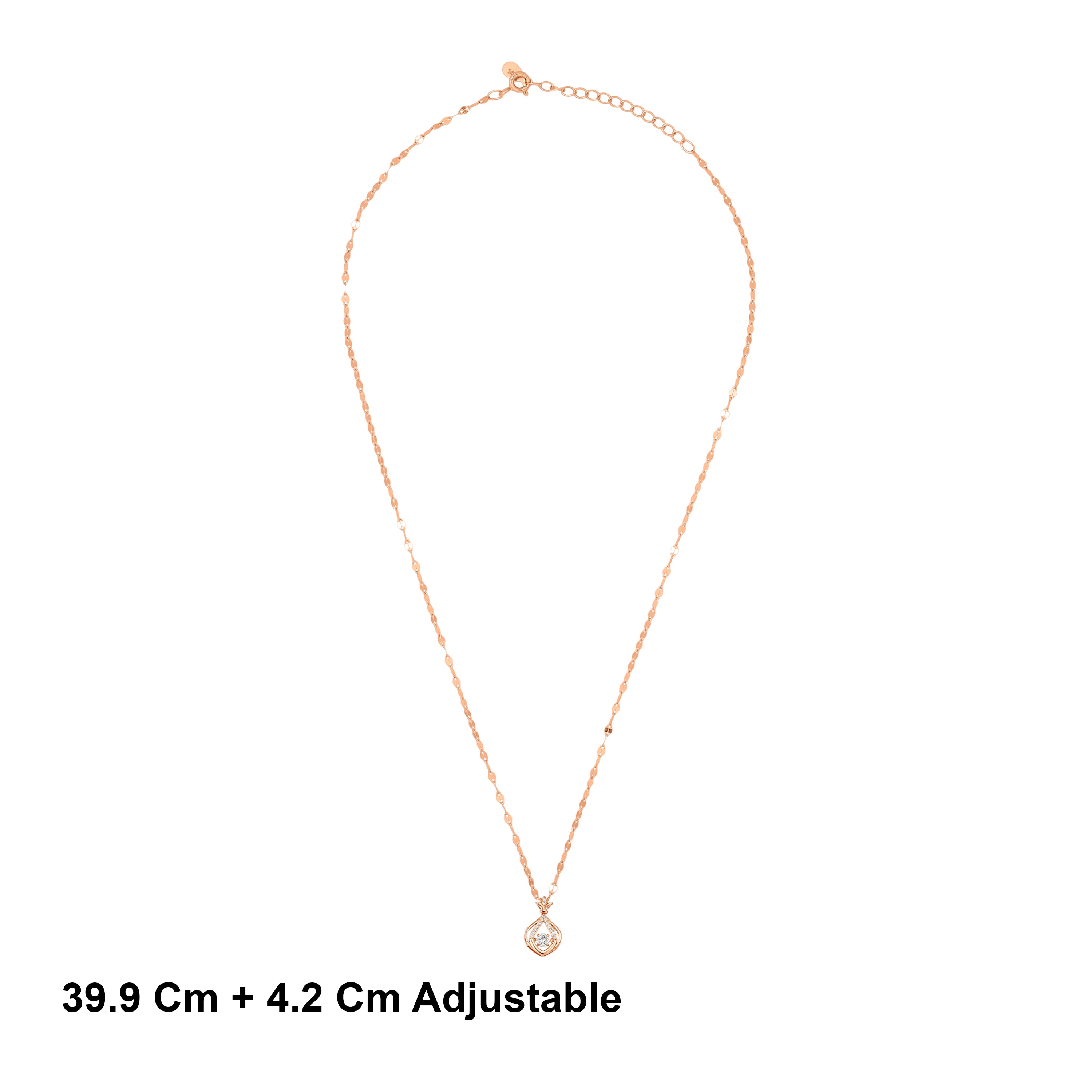 Rose Gold Plated Silver Dancing Stone Pendant Chain Ishna