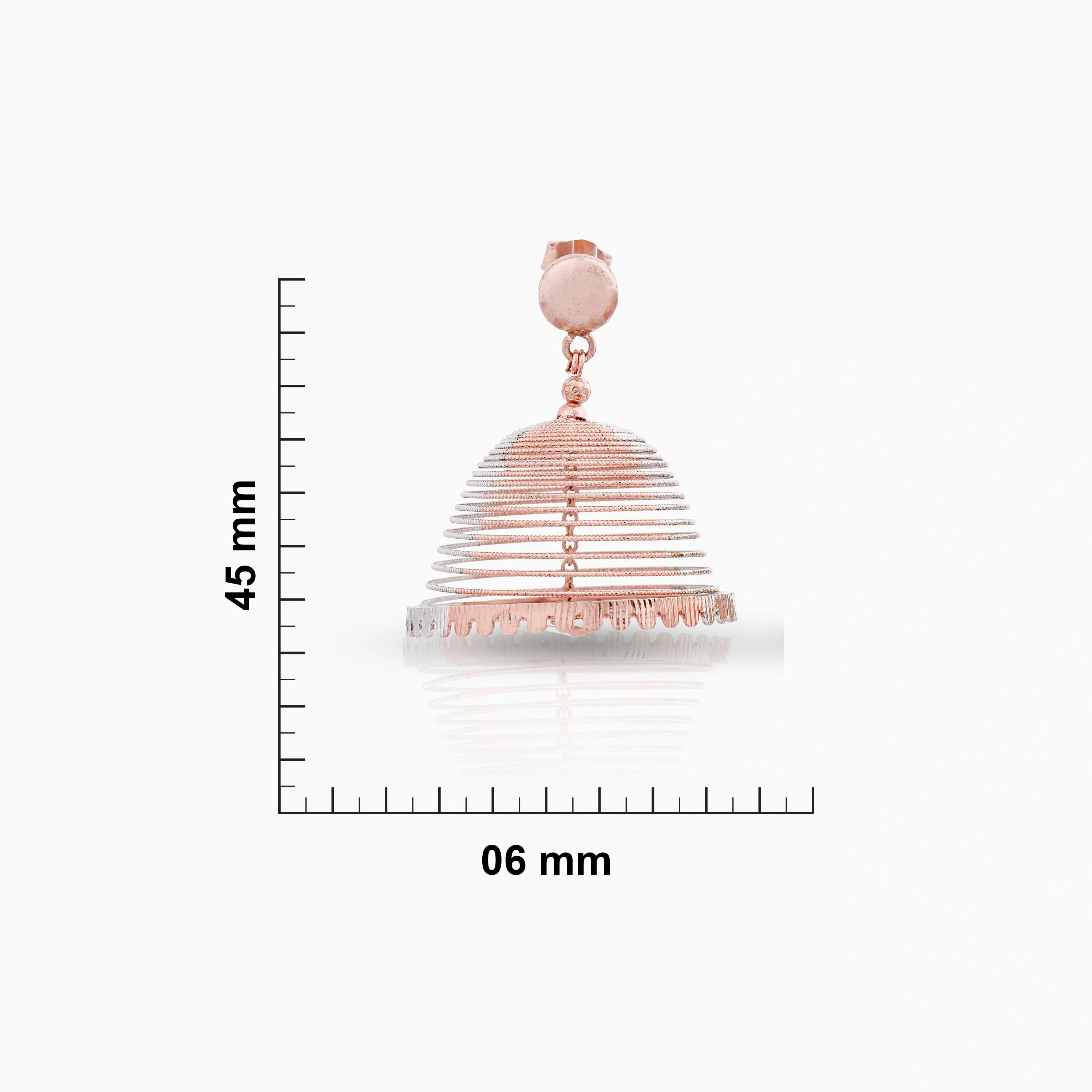 Rose Gold Plated Silver Dome Jhumka Earrings Ishna
