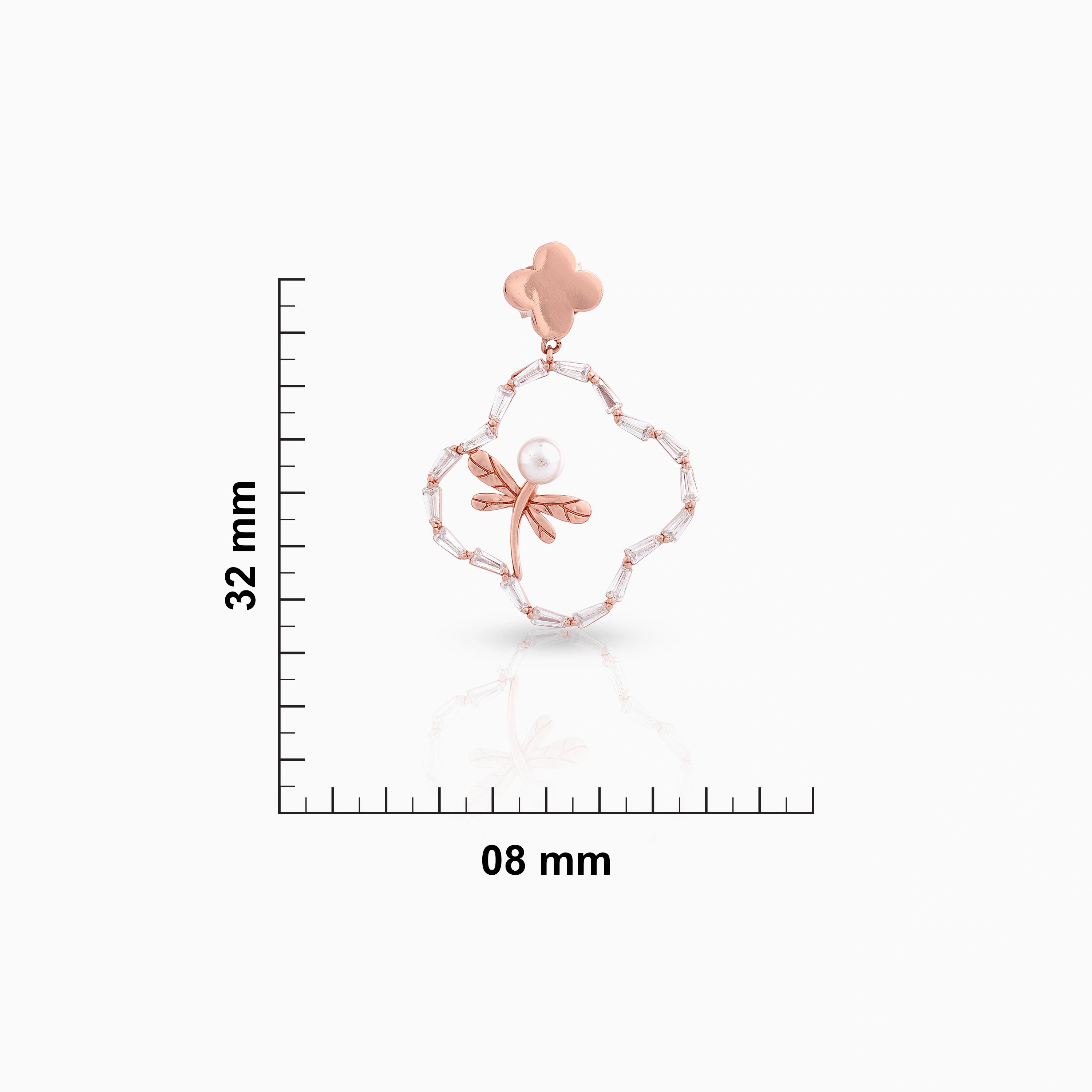 Rose Gold Plated Silver Dragonfly Dangle Earrings Ishna
