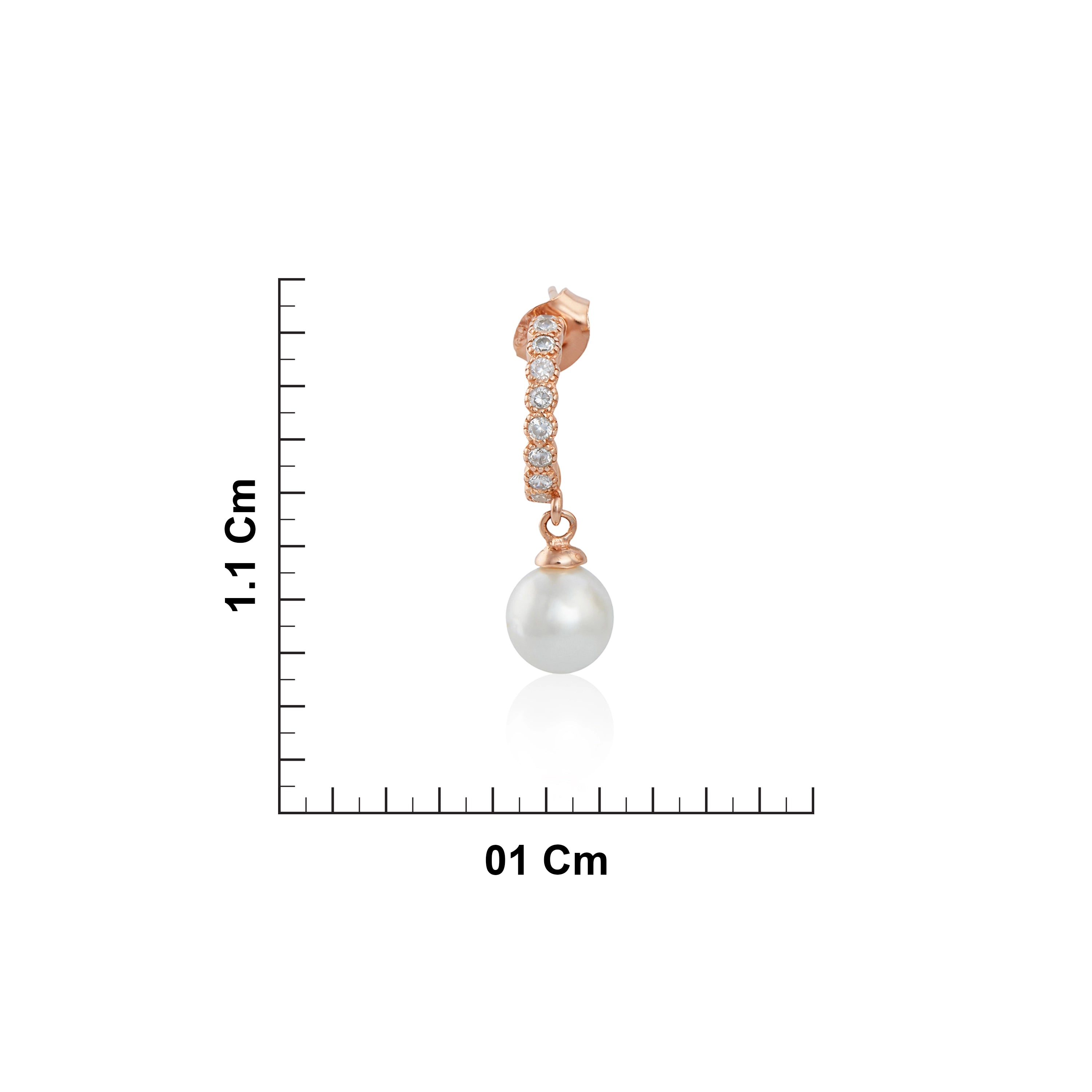 Rose Gold Plated Silver Hoop Earrings with Pearl Drop Ishna