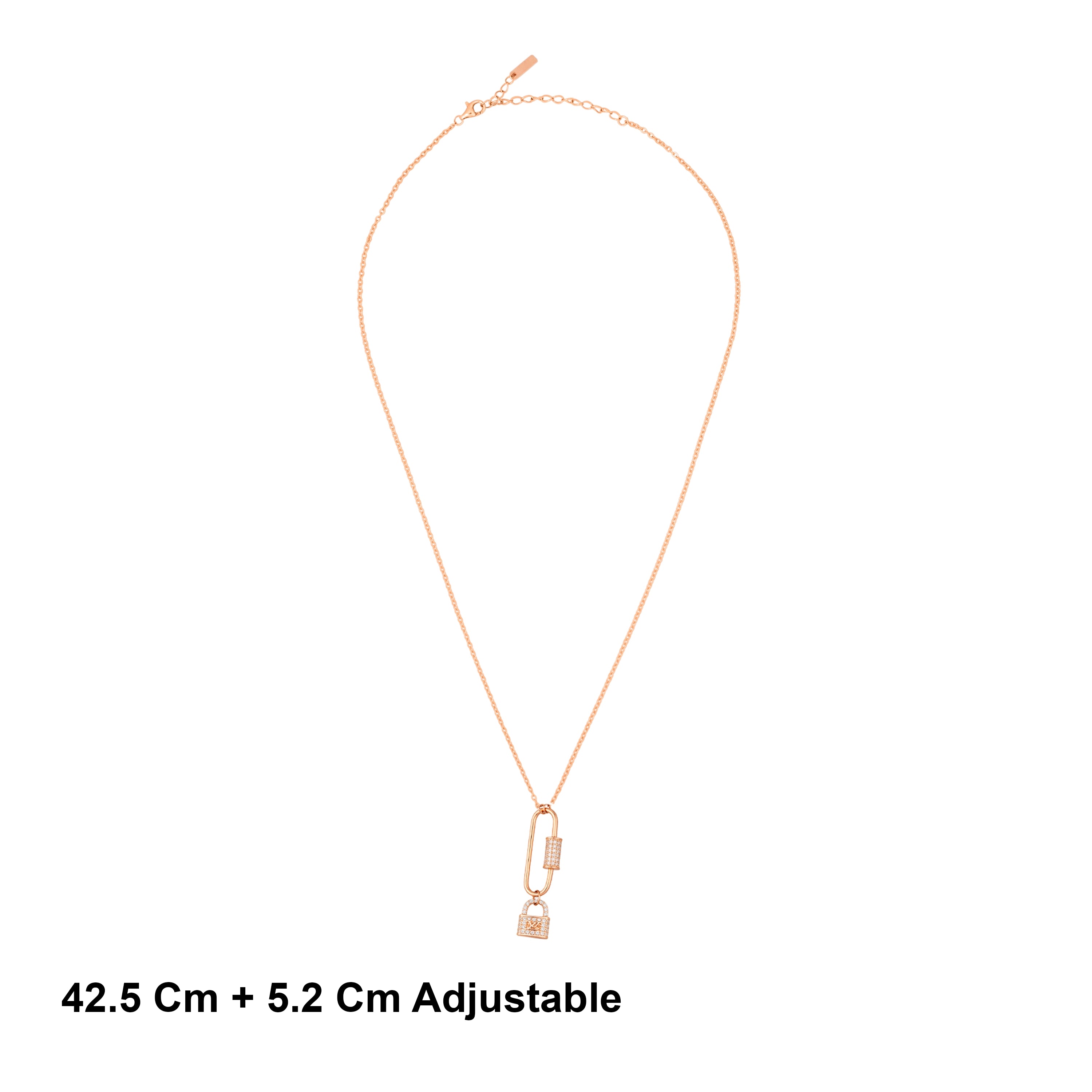 Rose Gold Plated Silver Lock Pendant chain Ishna