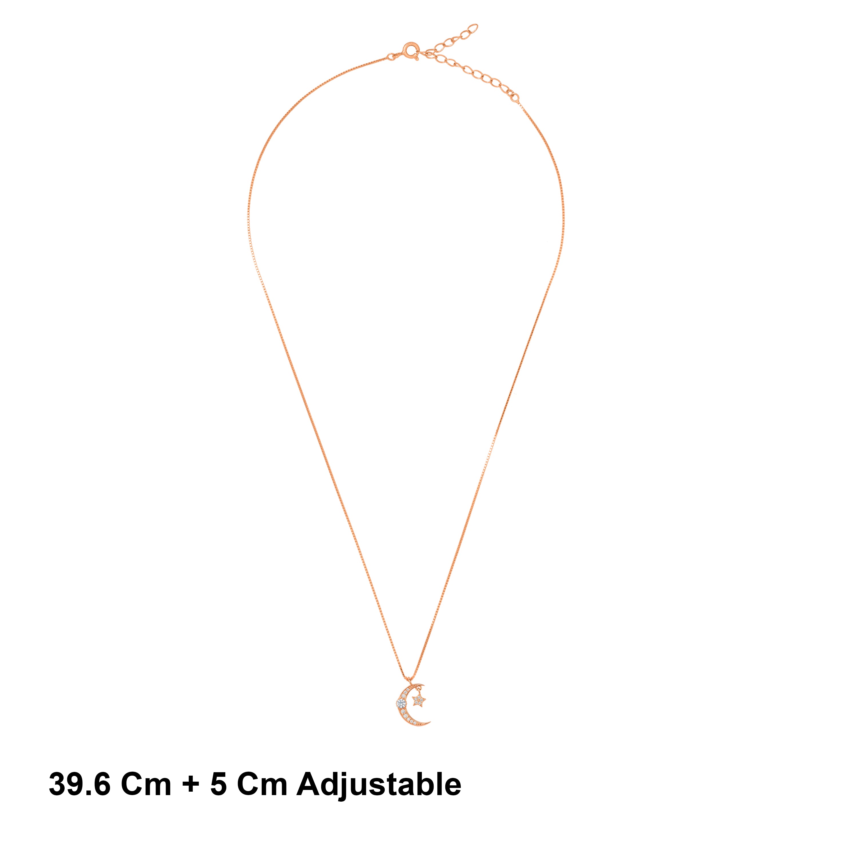 Rose Gold Plated Silver Moon Star Pendant  Chain Ishna