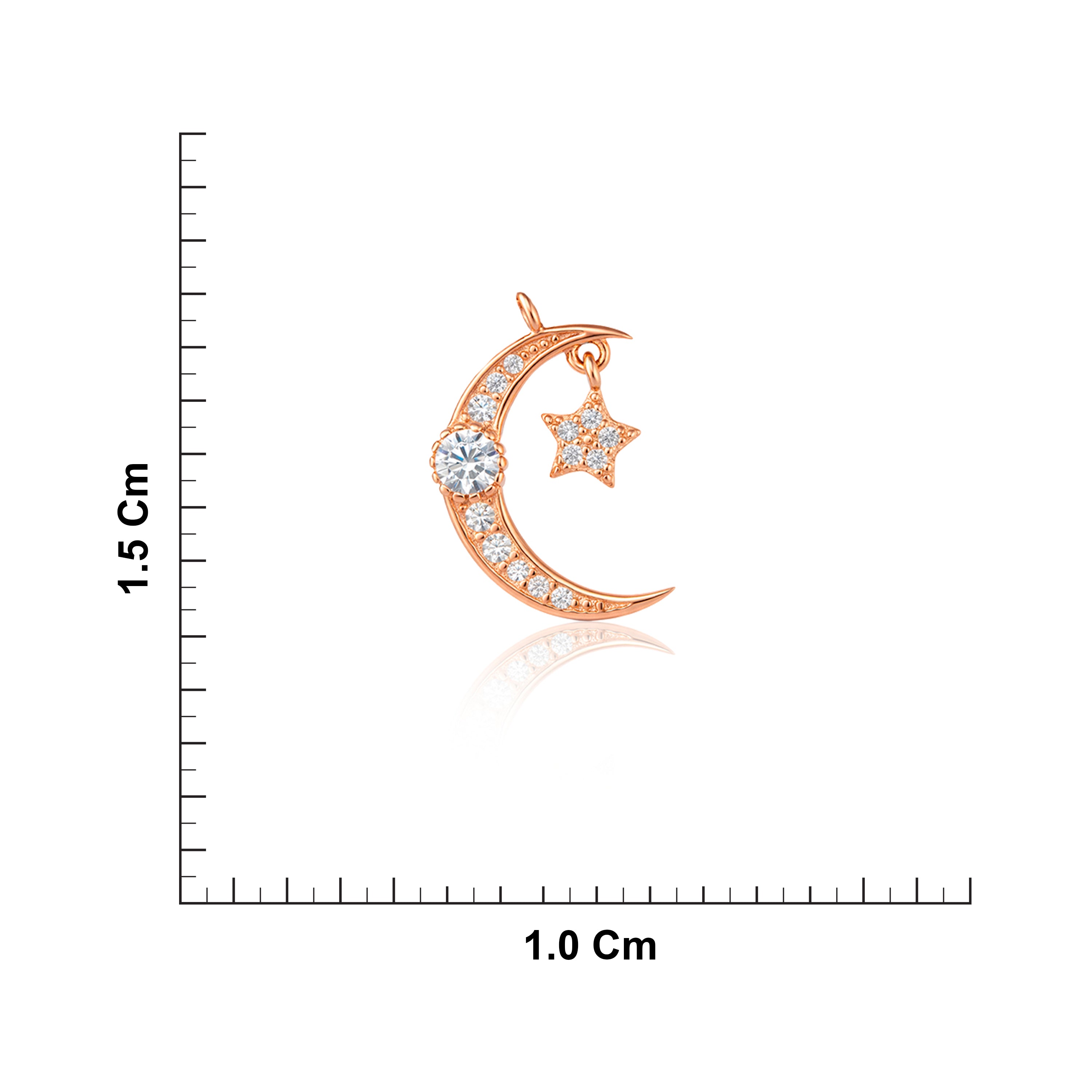 Rose Gold Plated Silver Moon Star Pendant Ishna