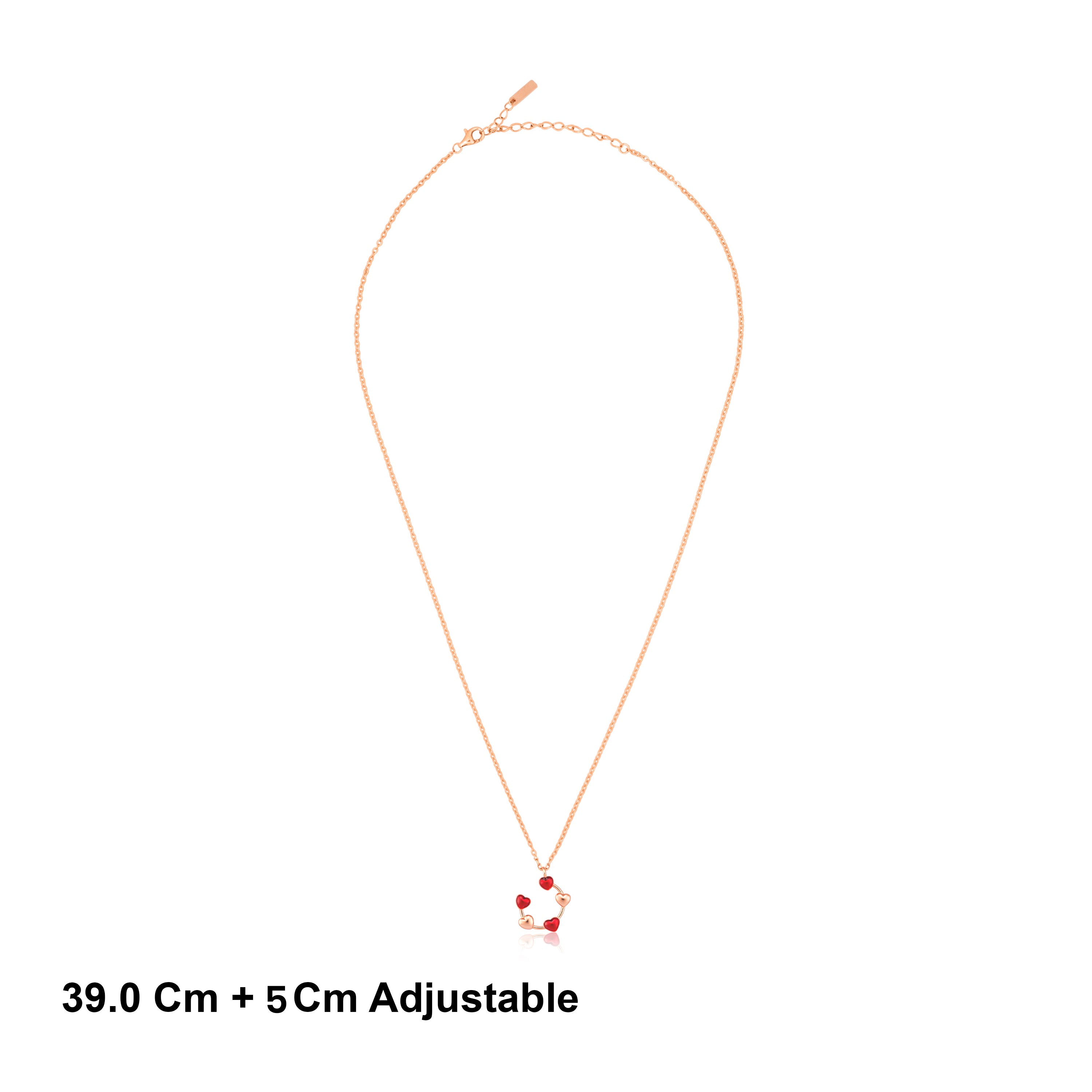 Rose Gold Plated Silver Multi Heart Pendant Chain Ishna