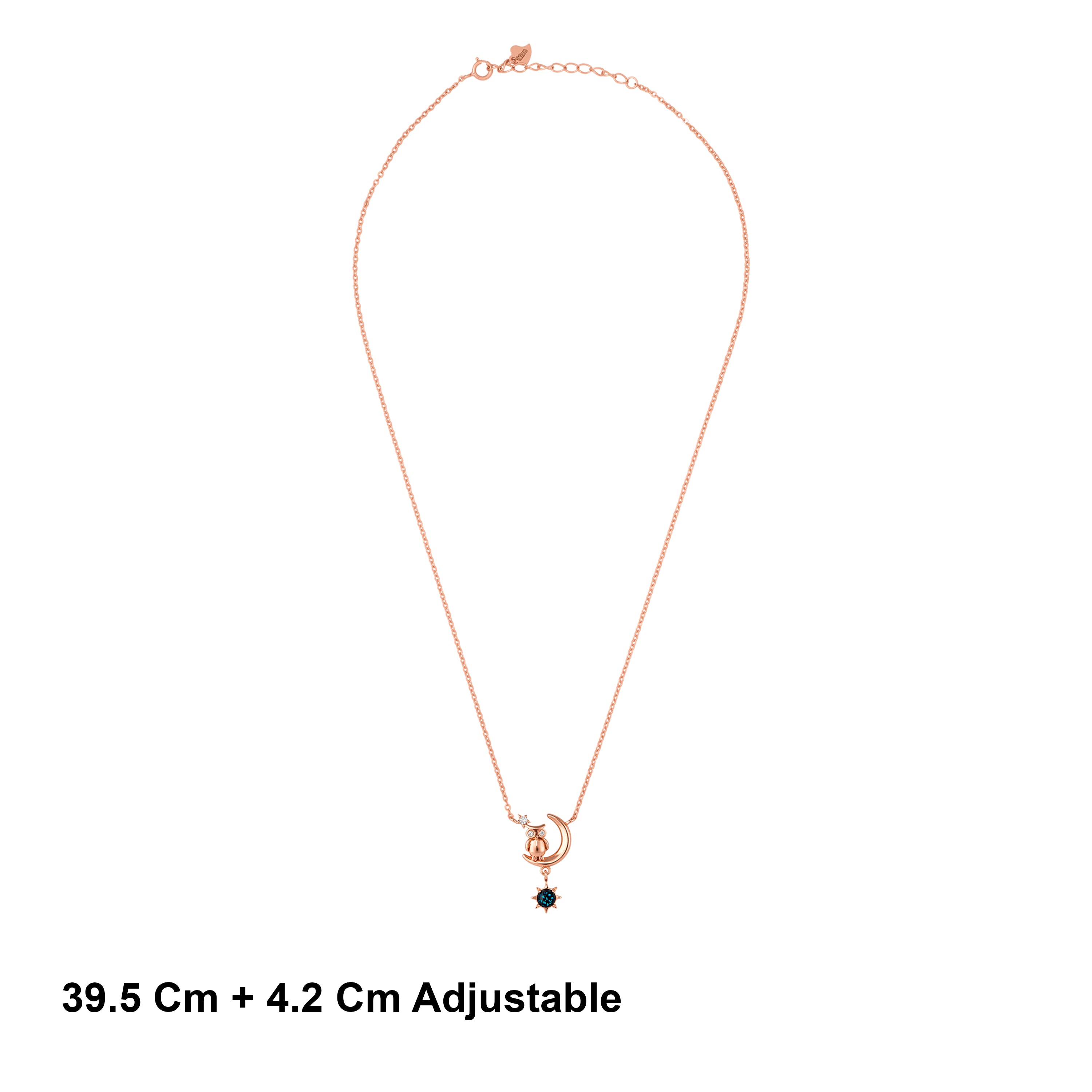 Rose Gold Plated Silver Owl Moon Pendant Chain Ishna