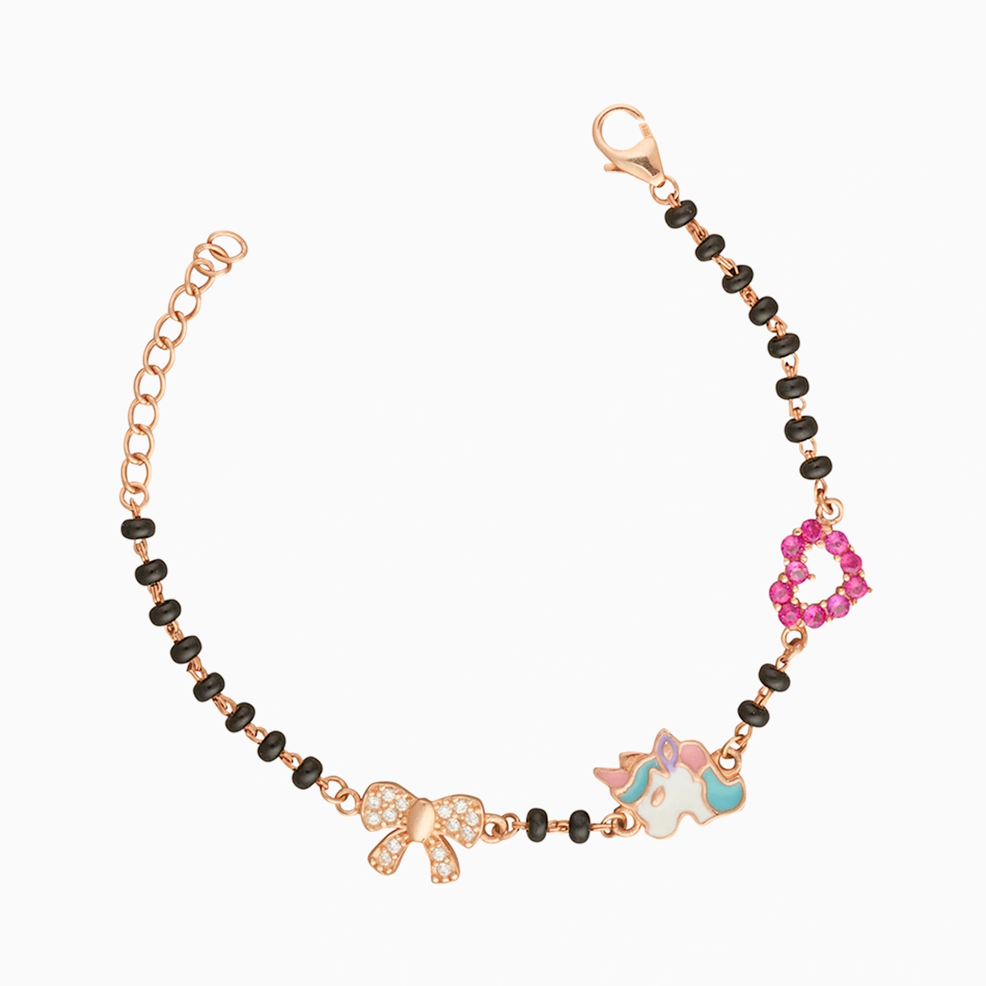 Rose Gold Plated Silver Unicorn Charm Bracelet Ishna