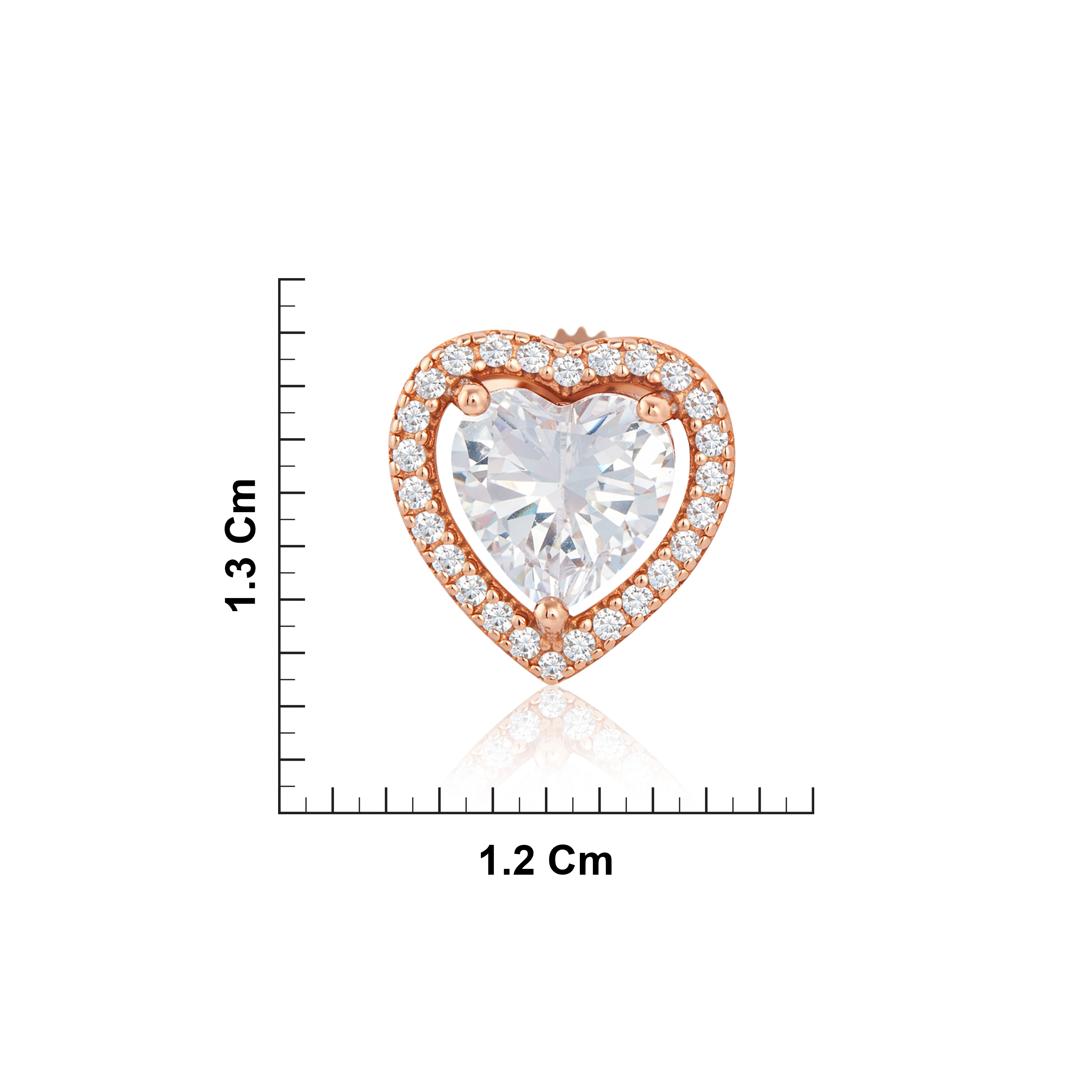 Rose Gold Plated Sterling Silver CZ Heart Halo Stud Earrings Ishna