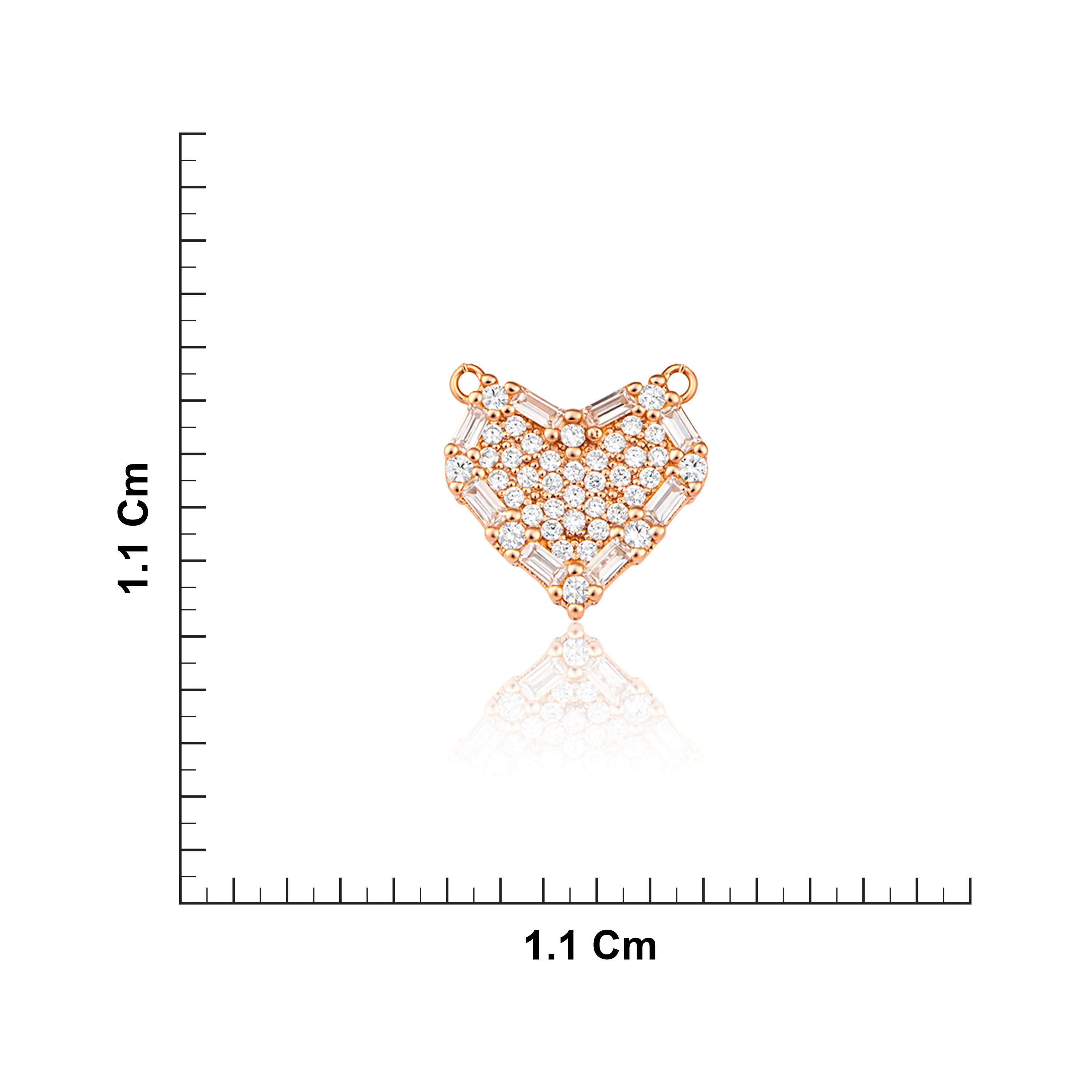 Rose Gold Silver Baguette Heart Pendant Ishna