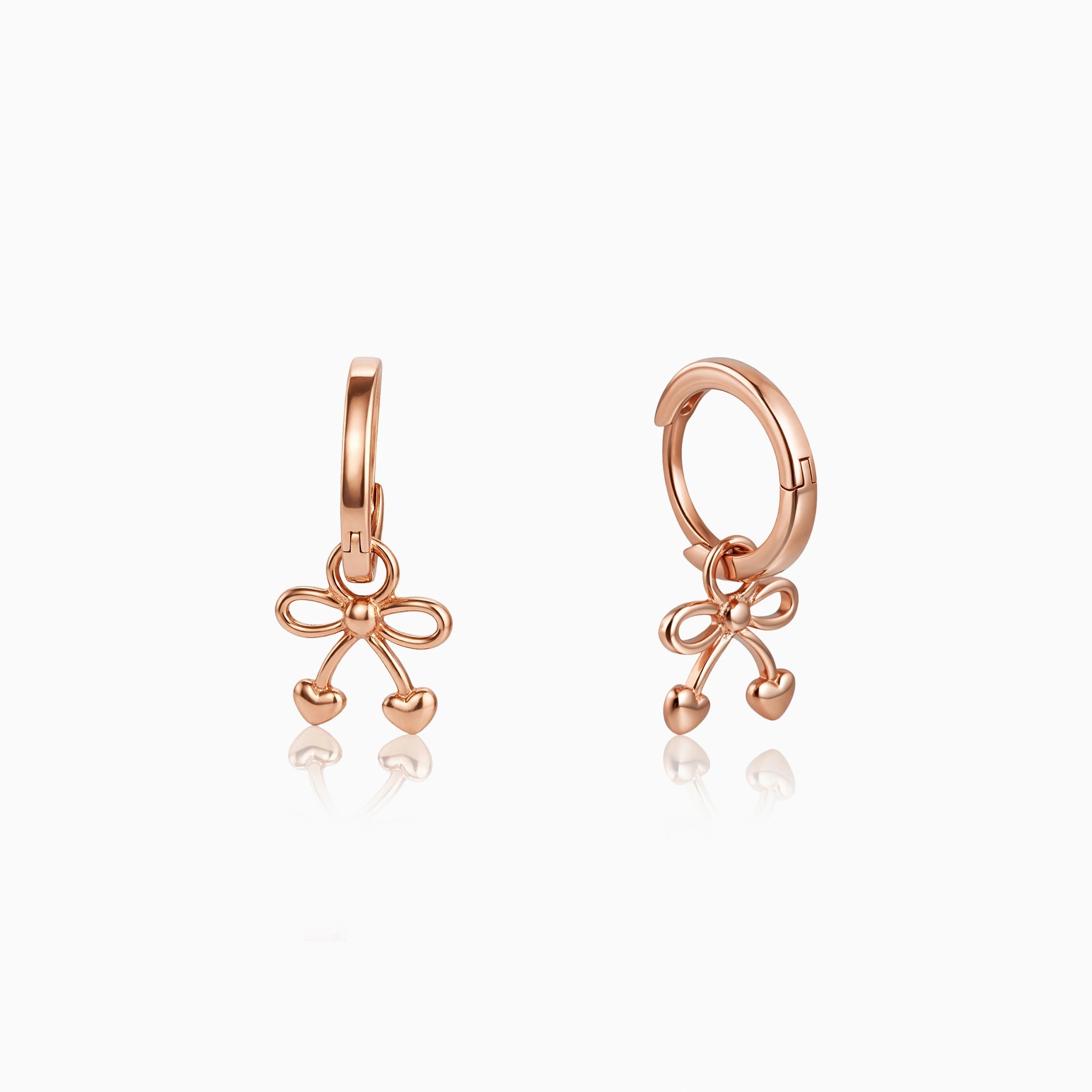 Rose Gold Silver Bow Dangle Earrings Ishna