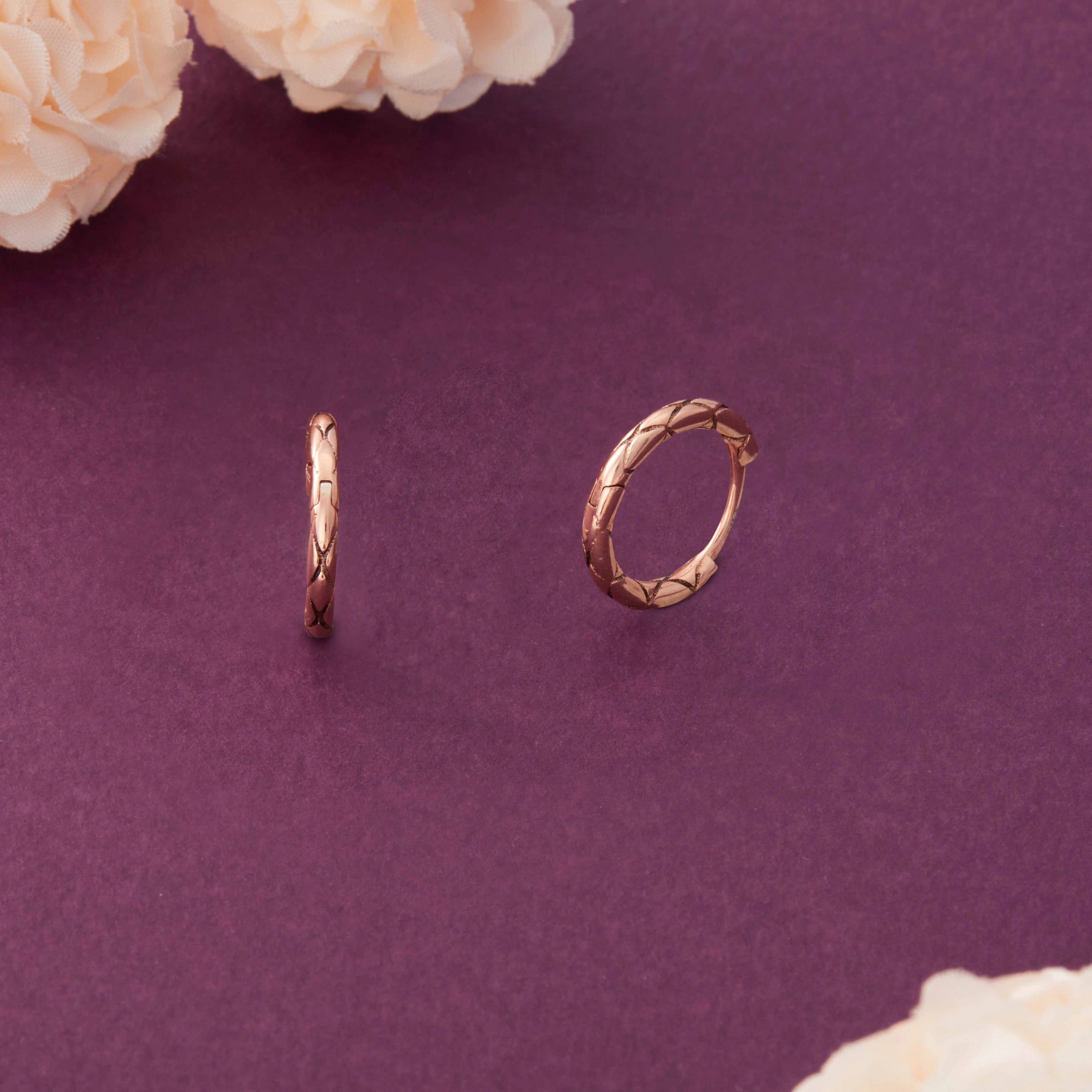 Rose Gold Silver Braided Hoop Earrings Ishna 