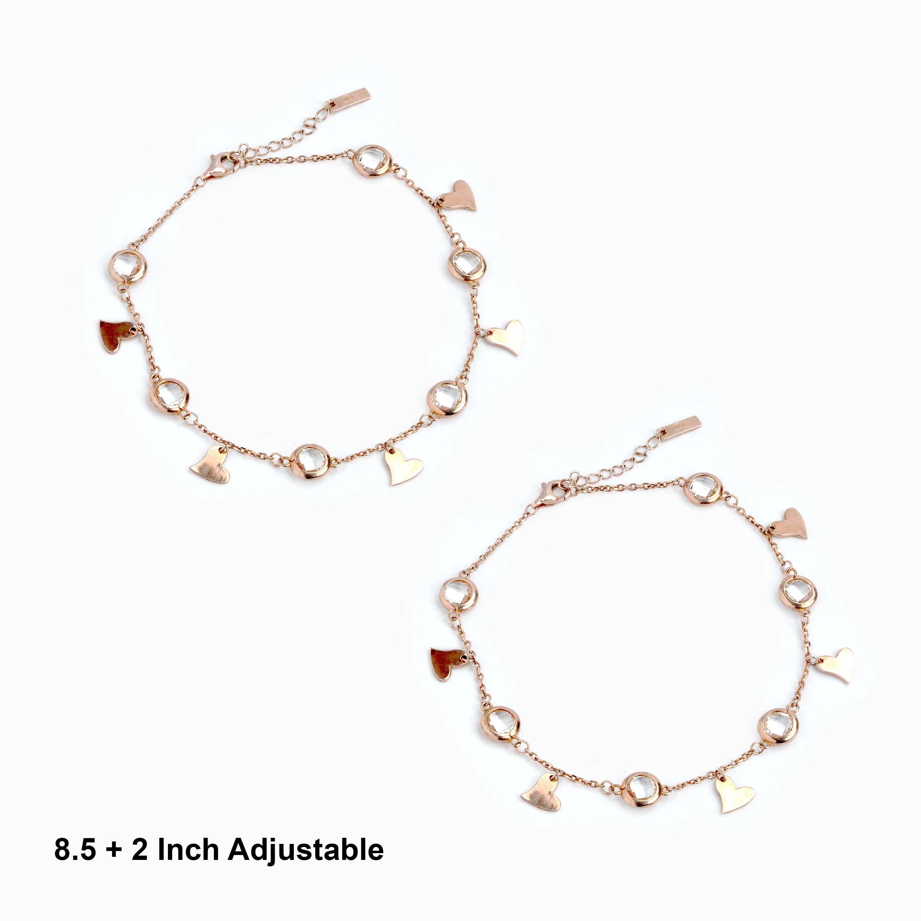 Rose Gold Silver Heart & Circle Designed Anklet Ishna