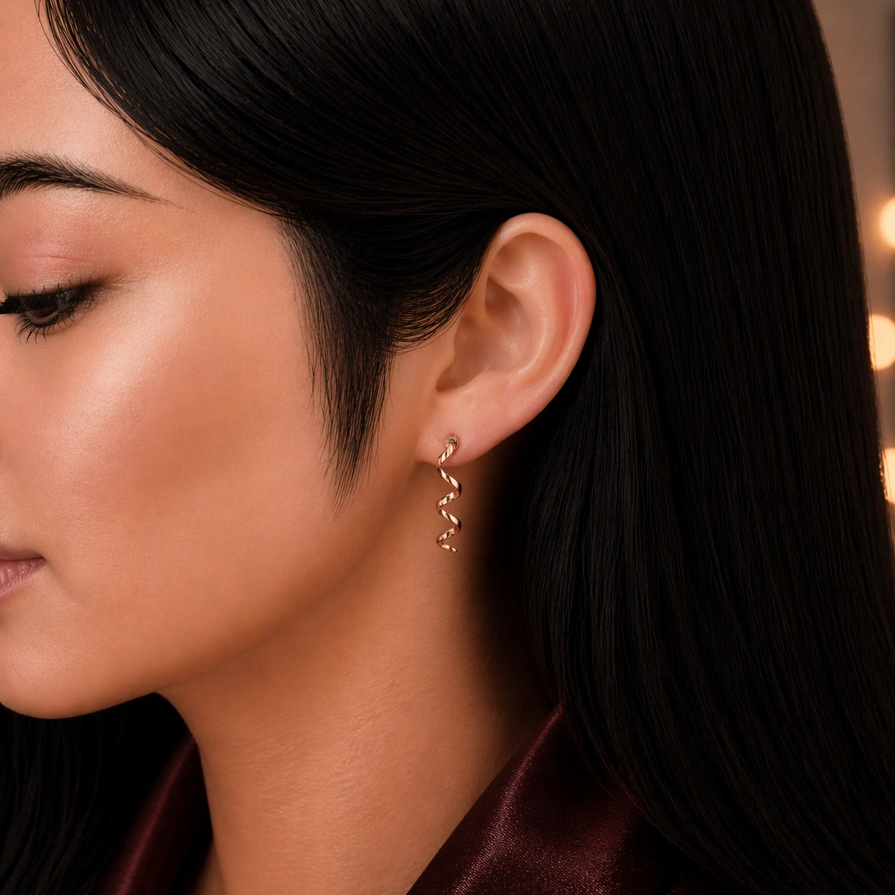 Rose Gold Silver Twisted Wave Drop Earrings Ishna
