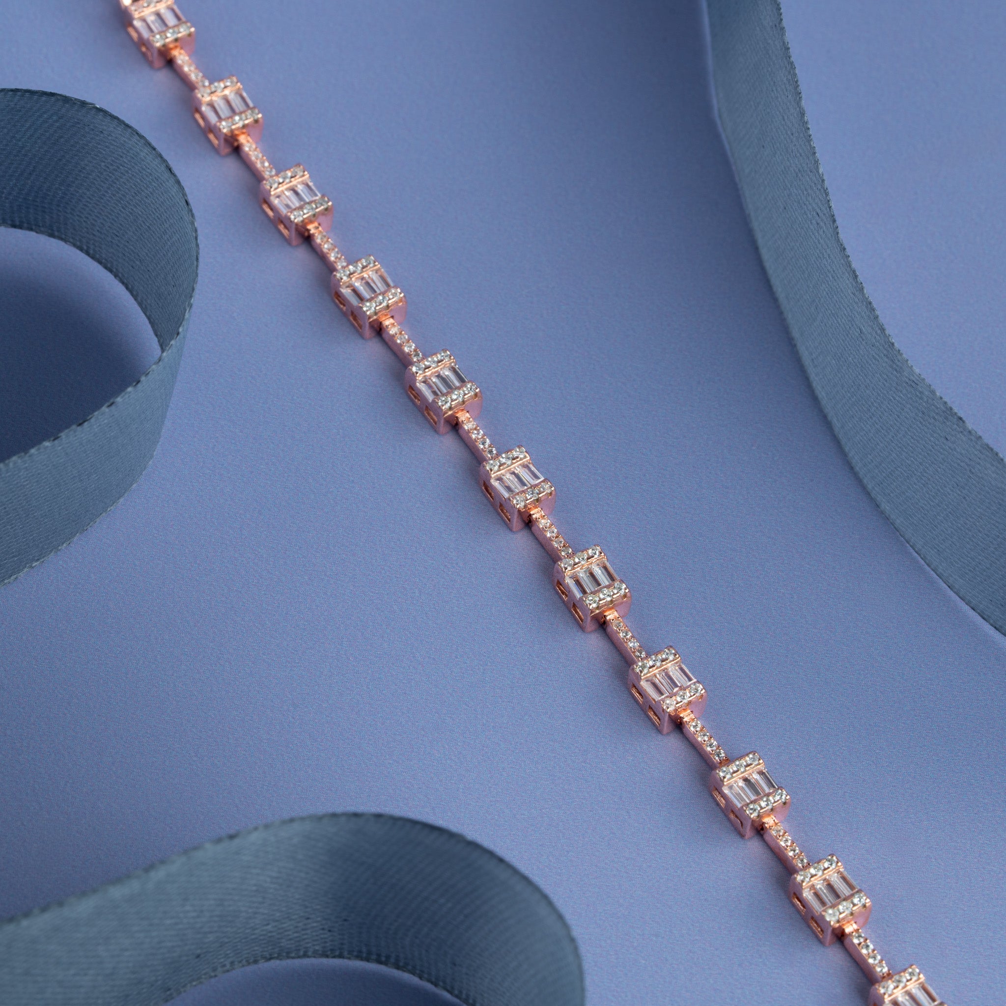 Rose gold baguette stone bracelet