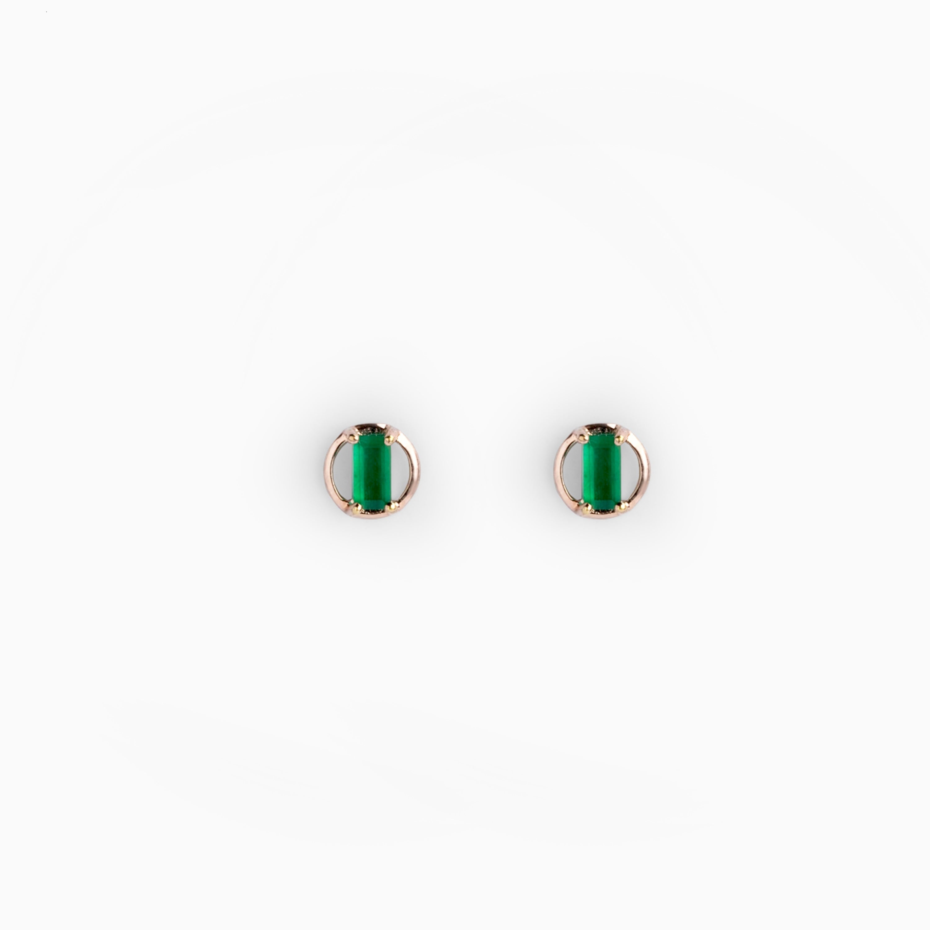 Rose gold green gemstone stud earrings ishna