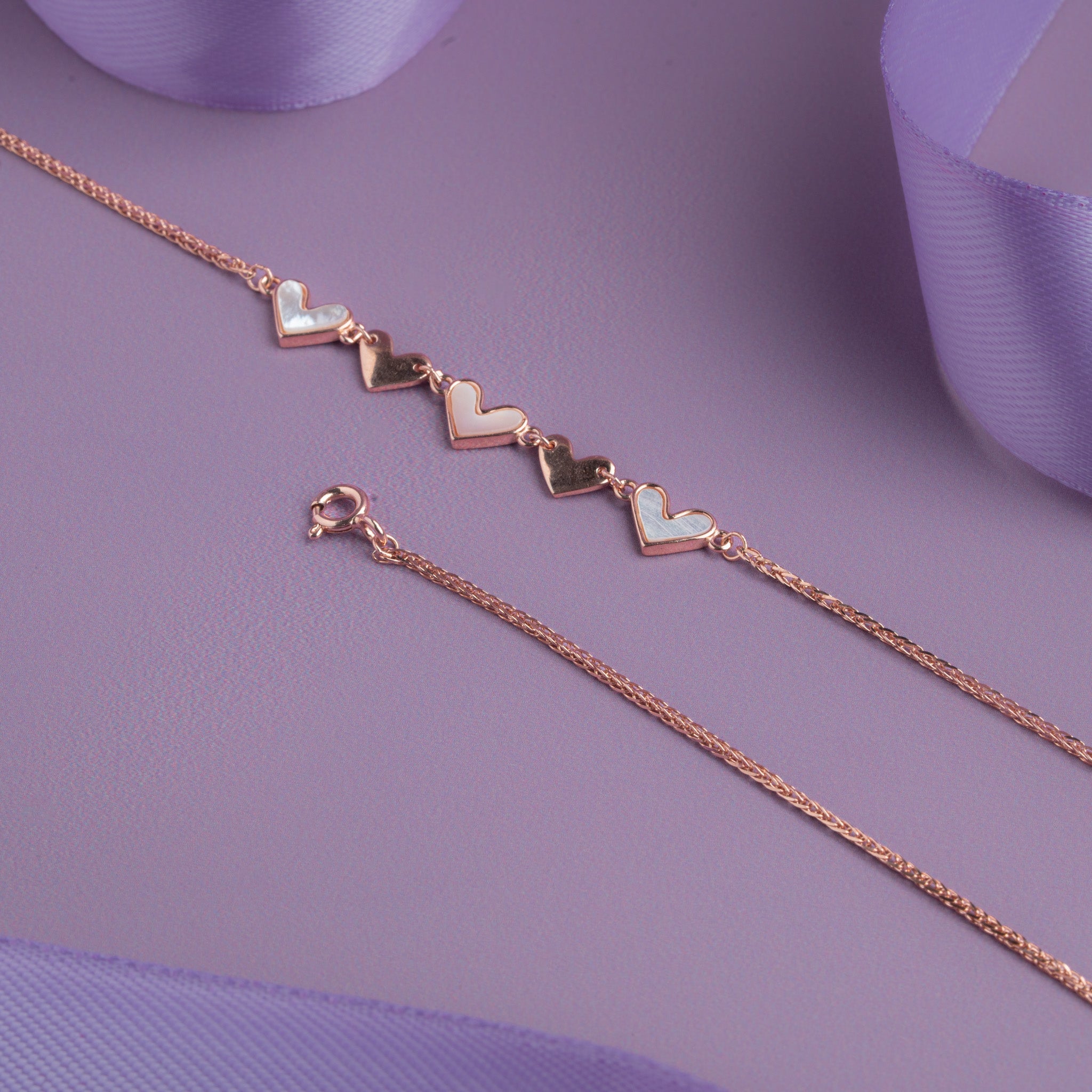 Rose gold heart charm anklet 