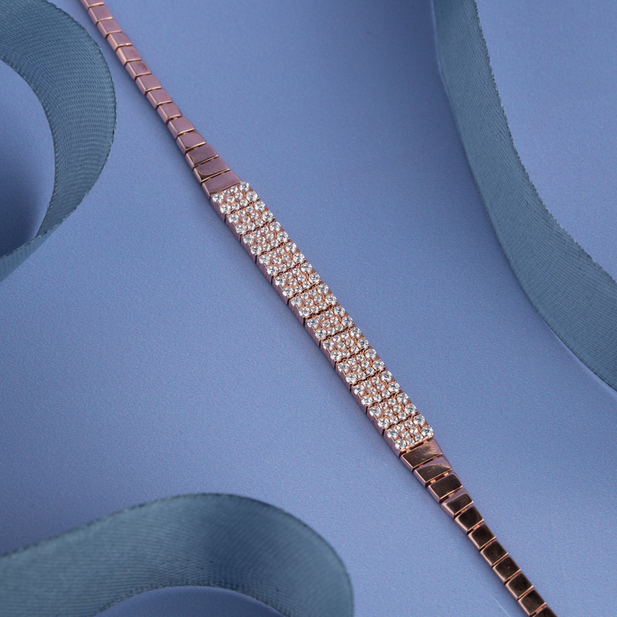 Rose gold pavé silver bracelet