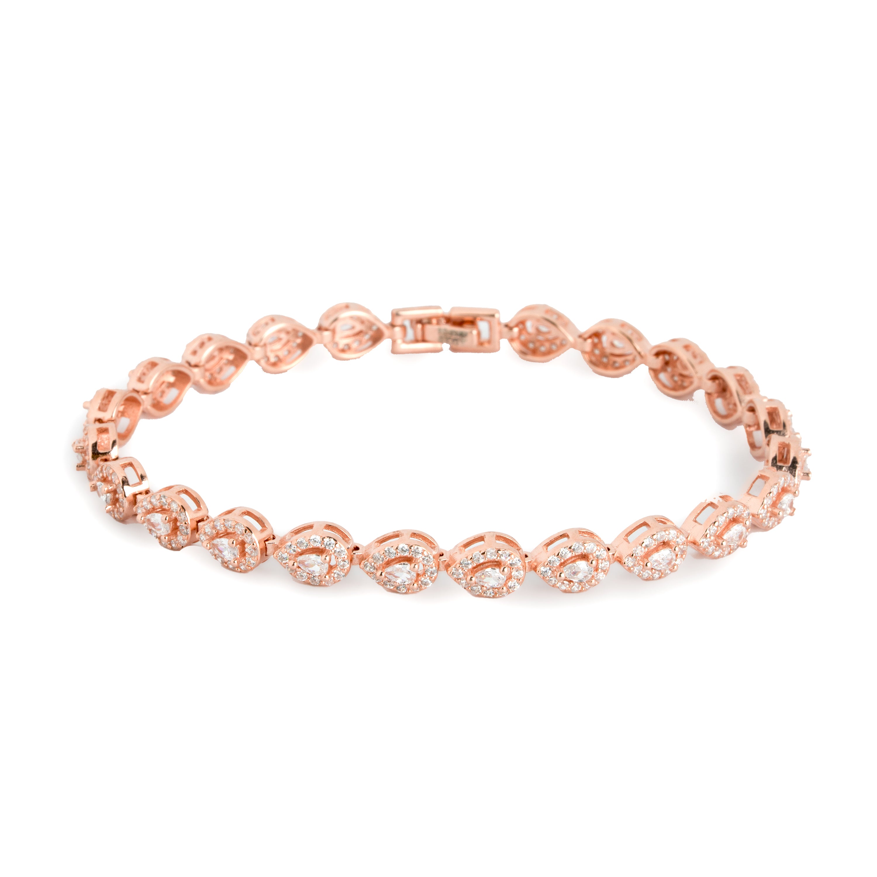 Rose gold plated bracelet with american diamonds Ishna