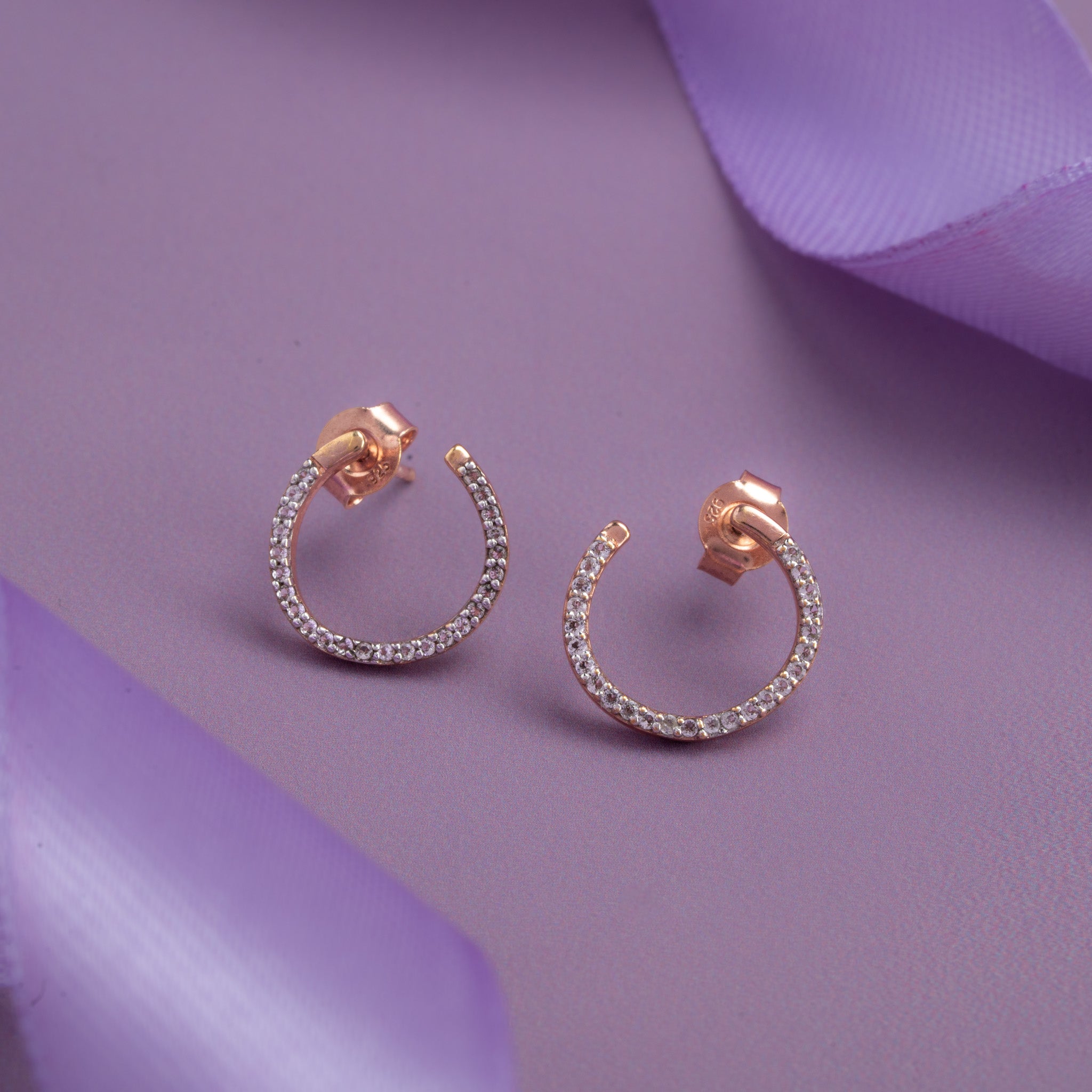 Rose gold plated cubic zirconia hoop earrings