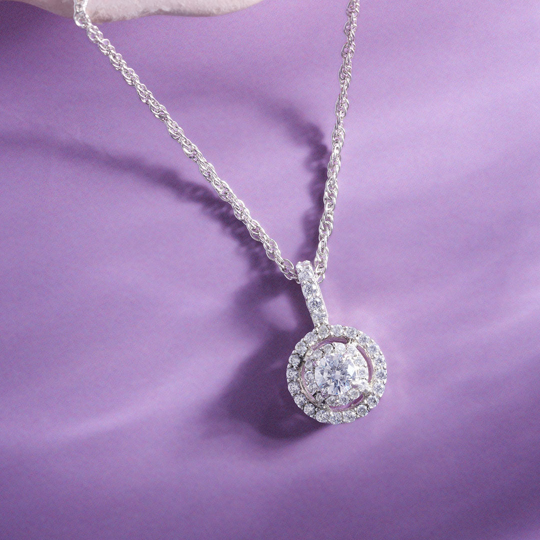 Round Halo Cubic Zirconia Chain Ishna