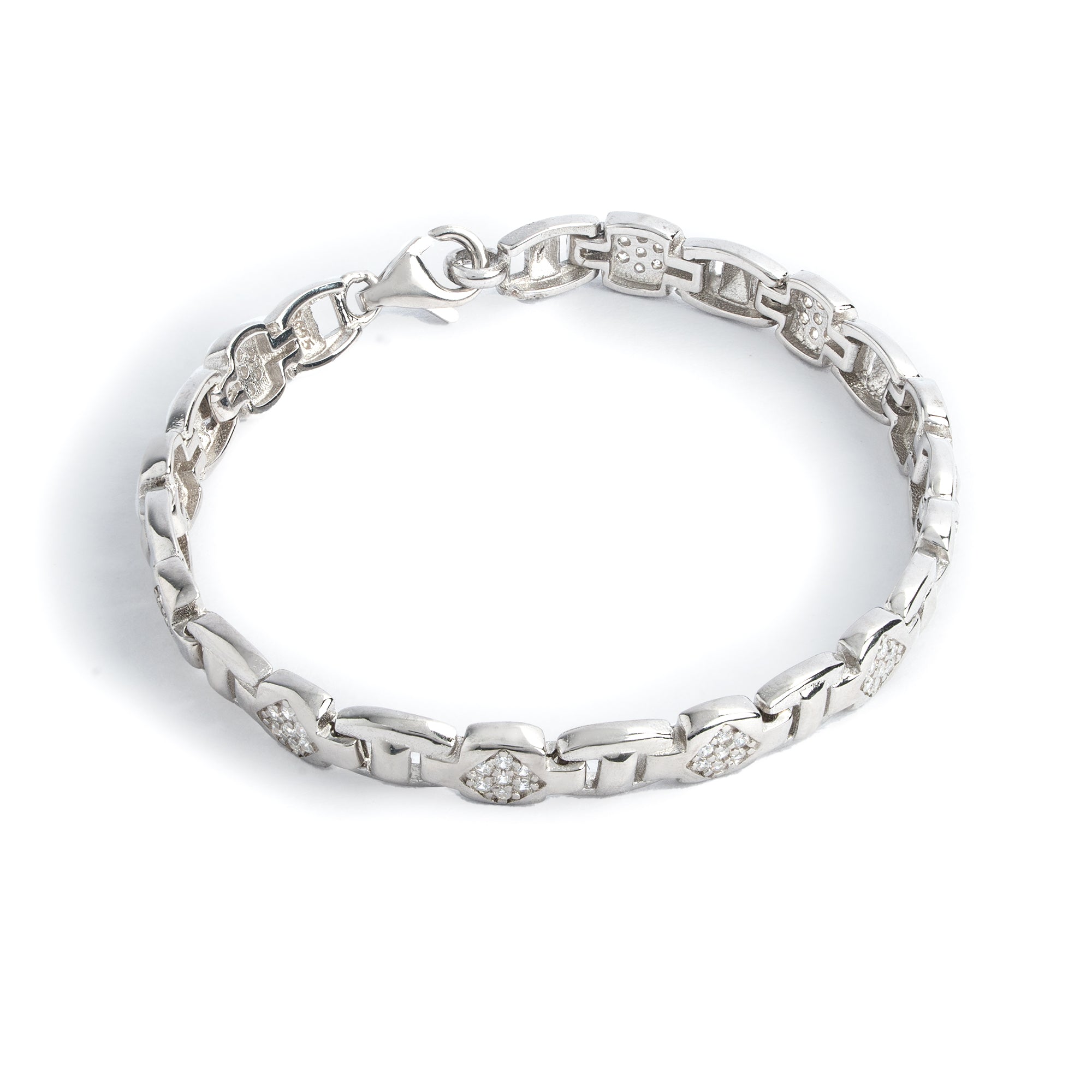 Round link patten silver bracelet Ishna