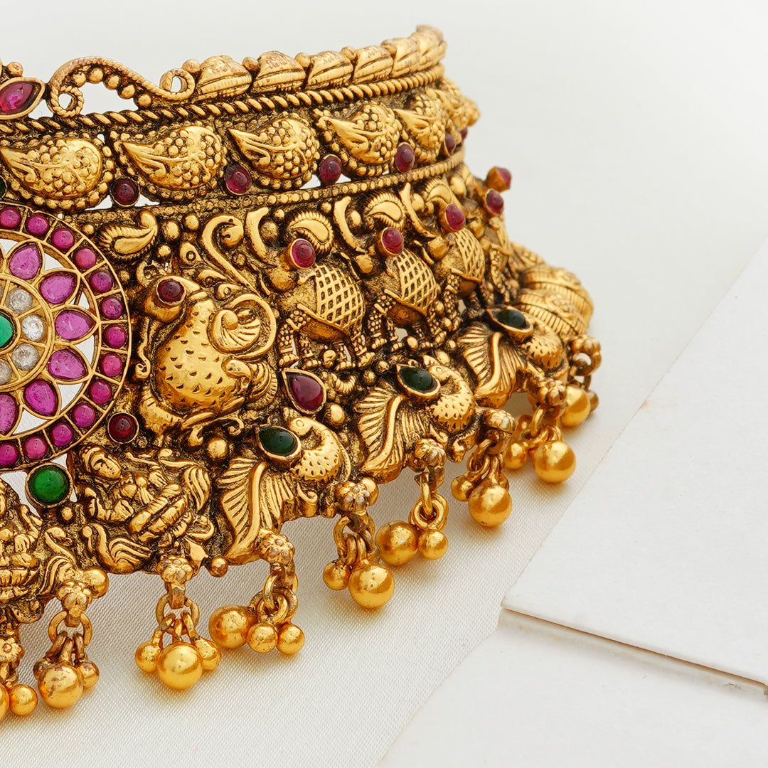 Ruby Emerald Kemp Stone Necklace Design