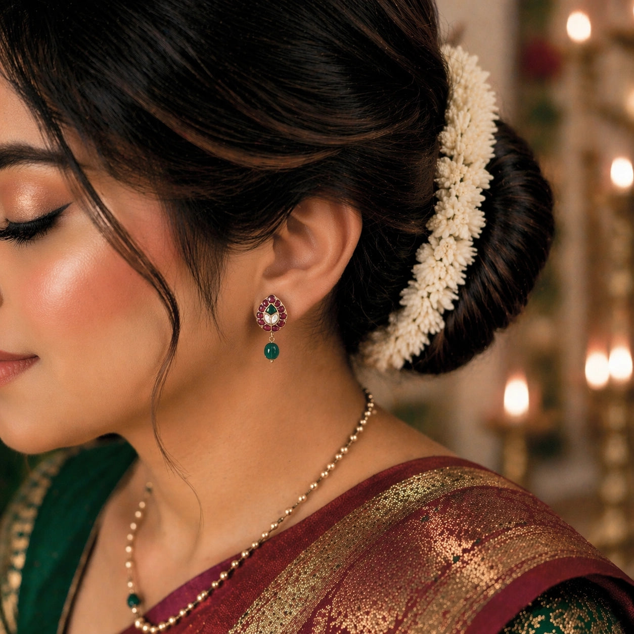 Ruby & Emerald Kundan Motif Earrings Ishna