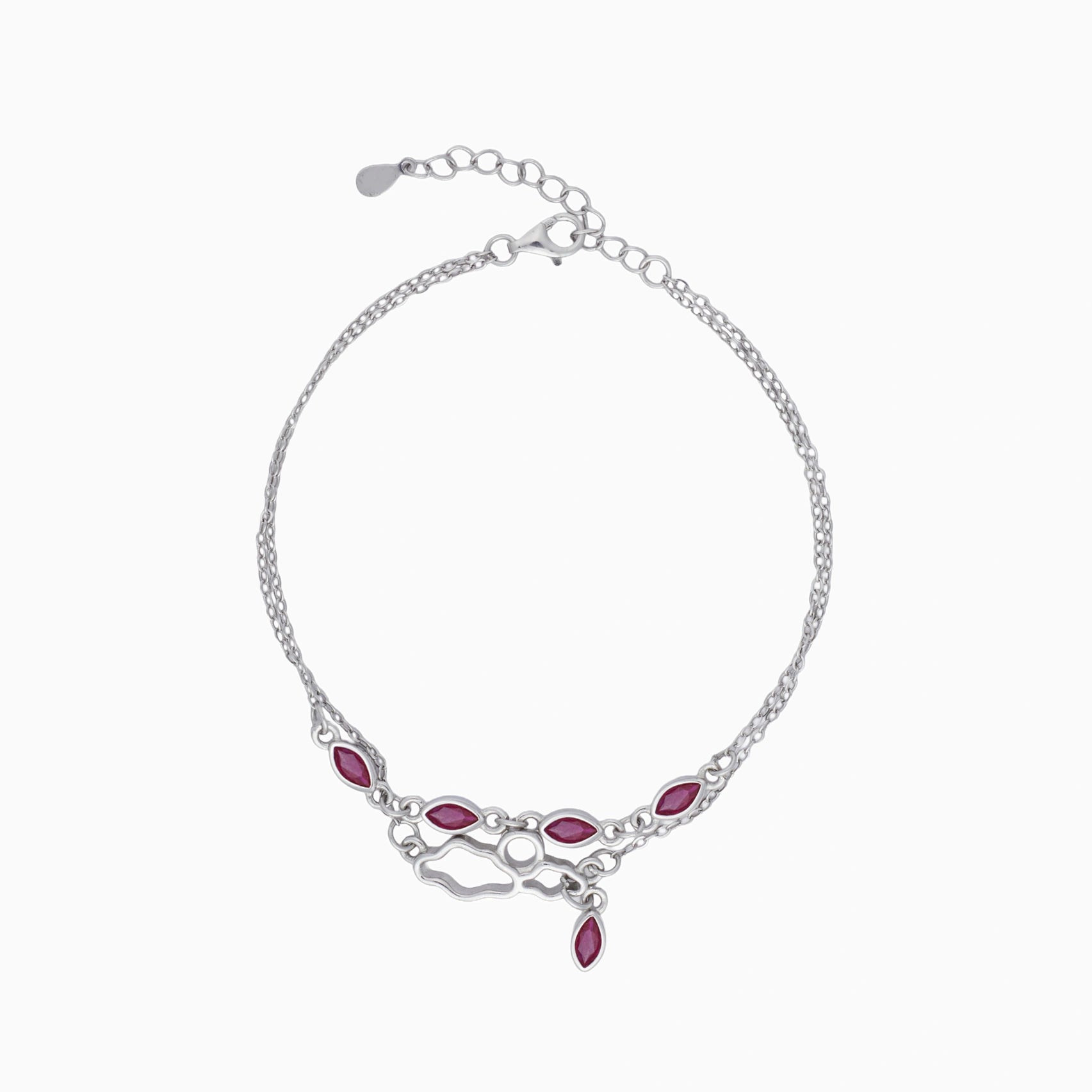 Ruby Leaf Charm Anklet Ishna