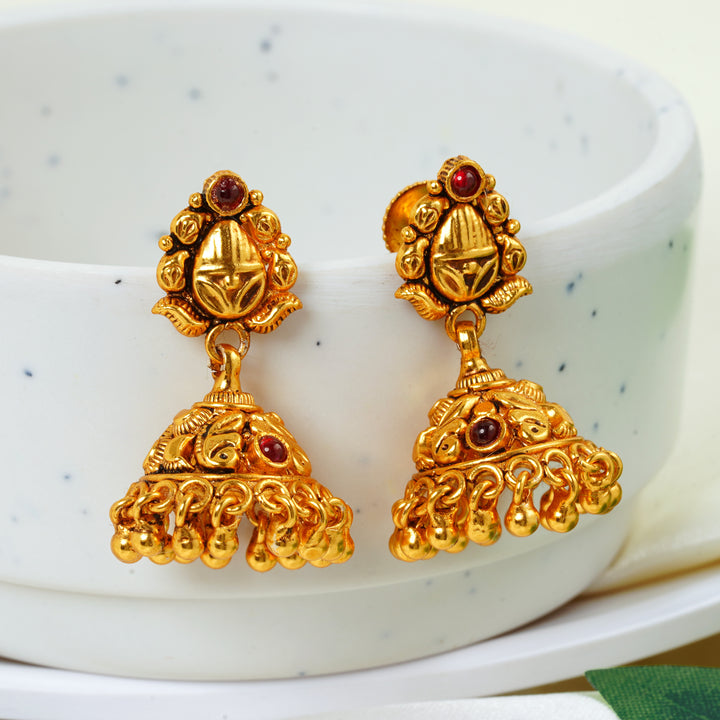 Ruby Stone Temple Jimikki Earrings