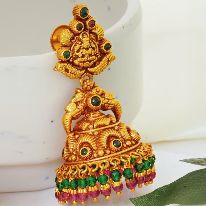 Ruby and Emerald Stone Jhumkas